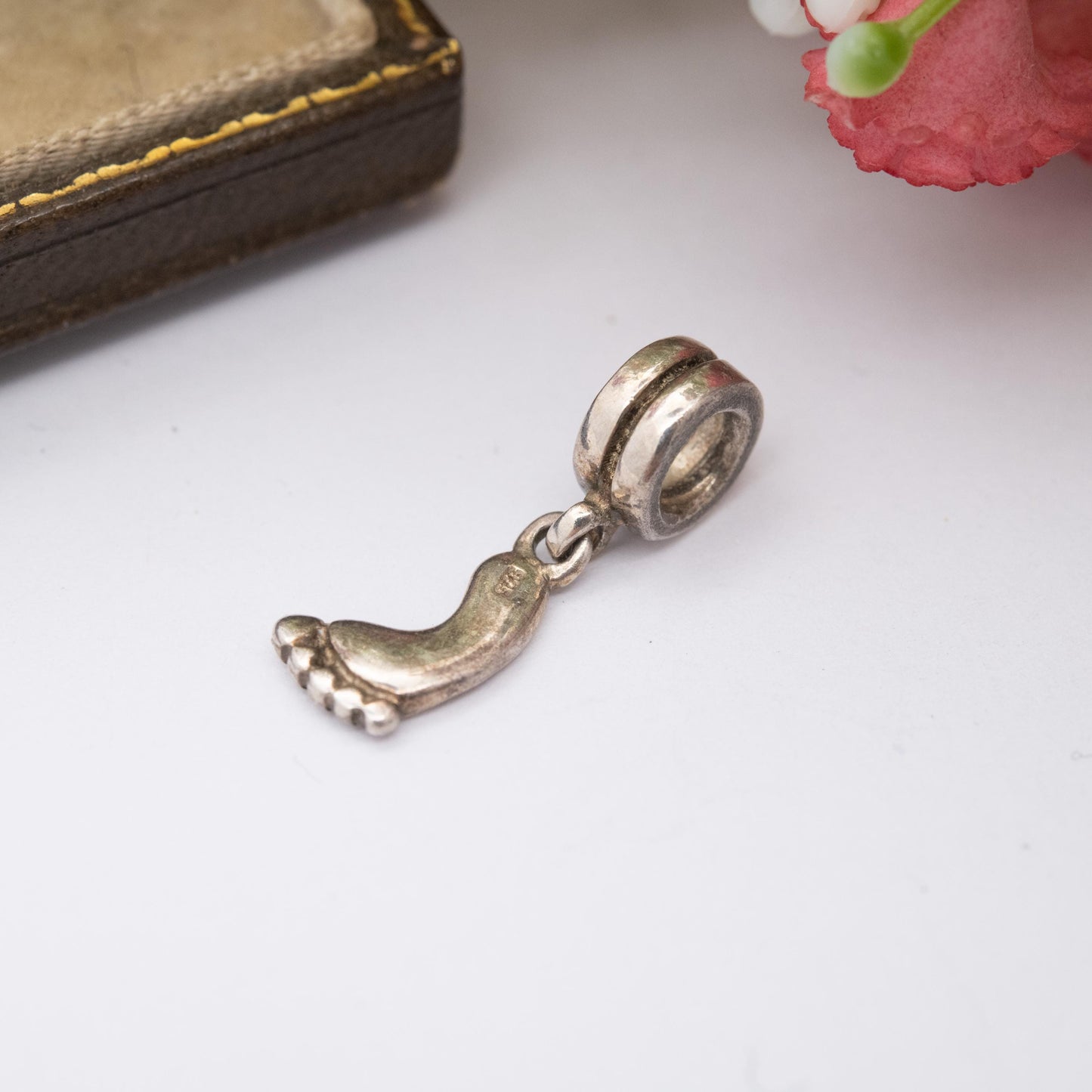 Sterling Silver Baby Foot Charm Pendant - Baby Shower Gift for Charm Bracelet