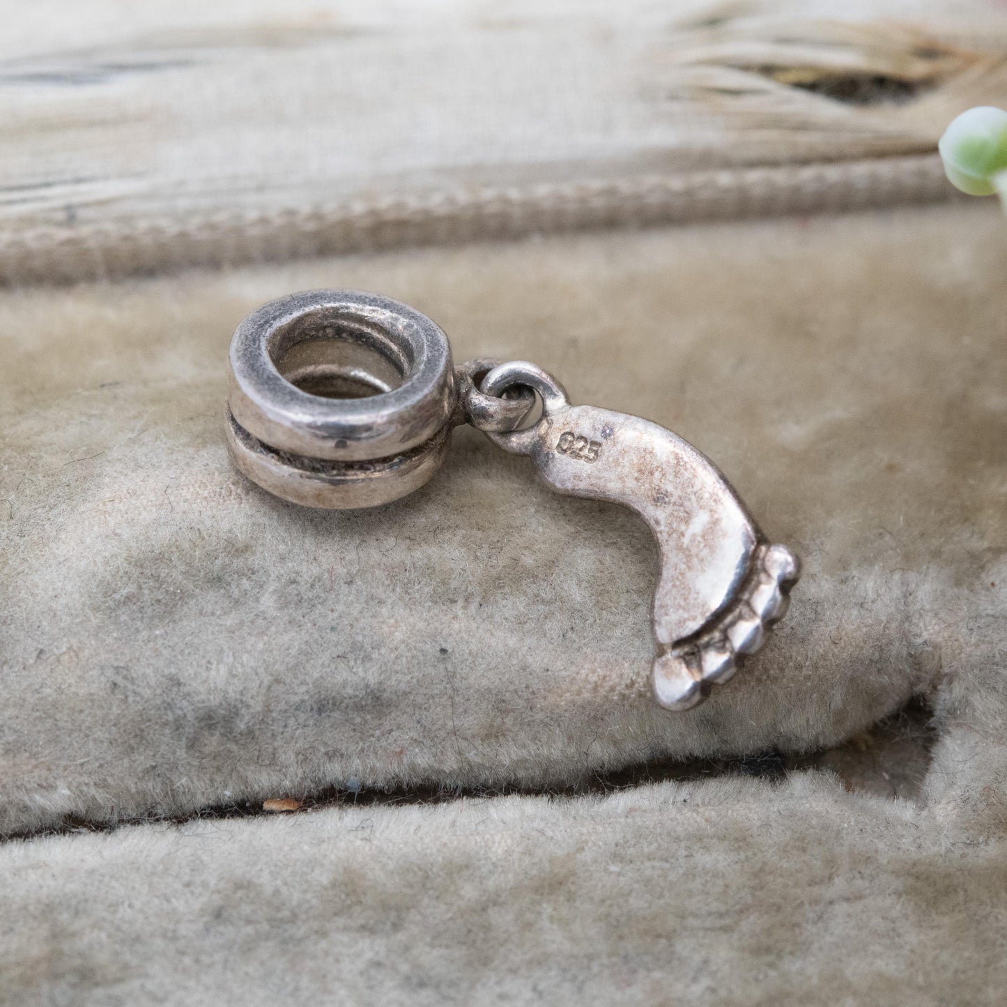 Sterling Silver Baby Foot Charm Pendant - Baby Shower Gift for Charm Bracelet