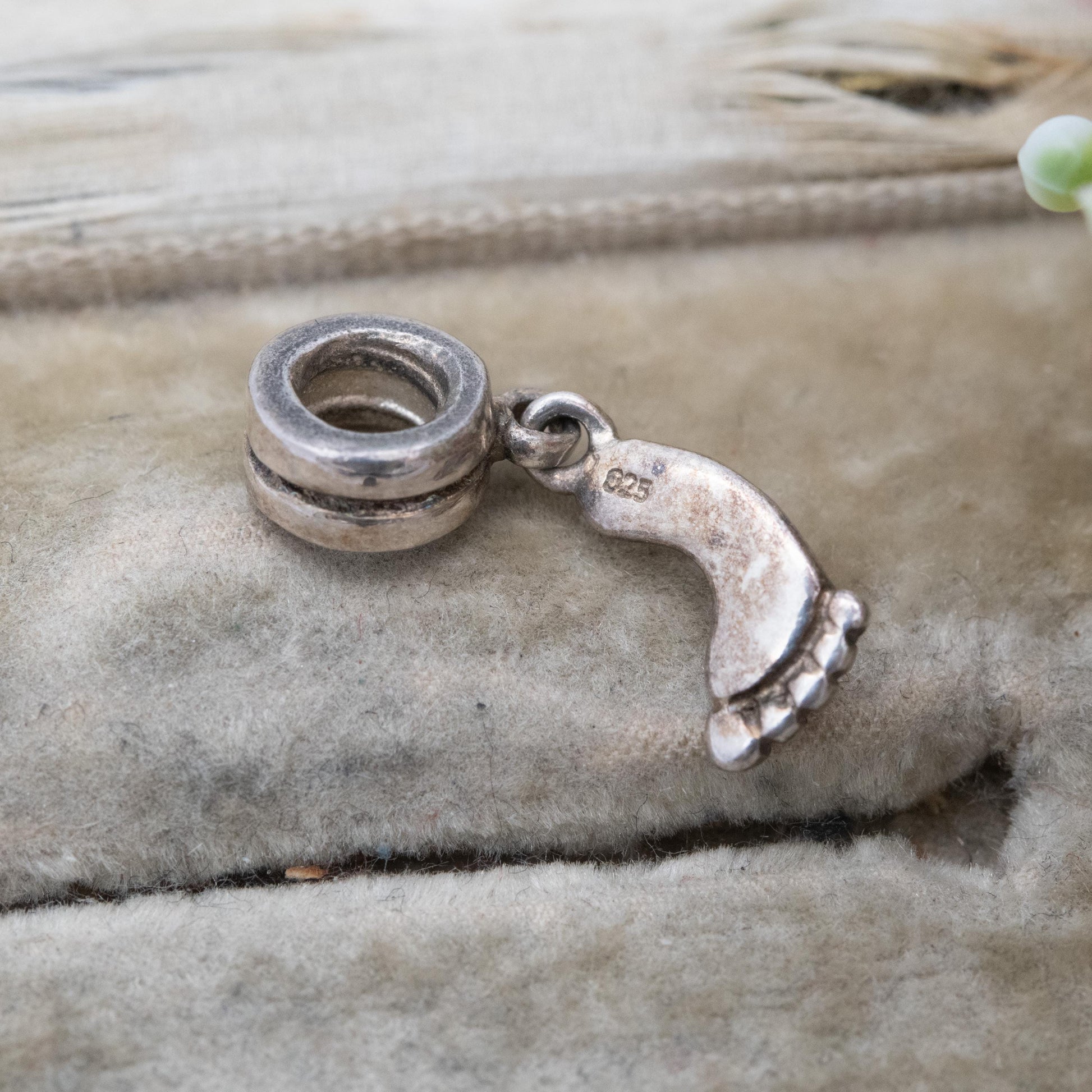 Sterling Silver Baby Foot Charm Pendant - Baby Shower Gift for Charm Bracelet