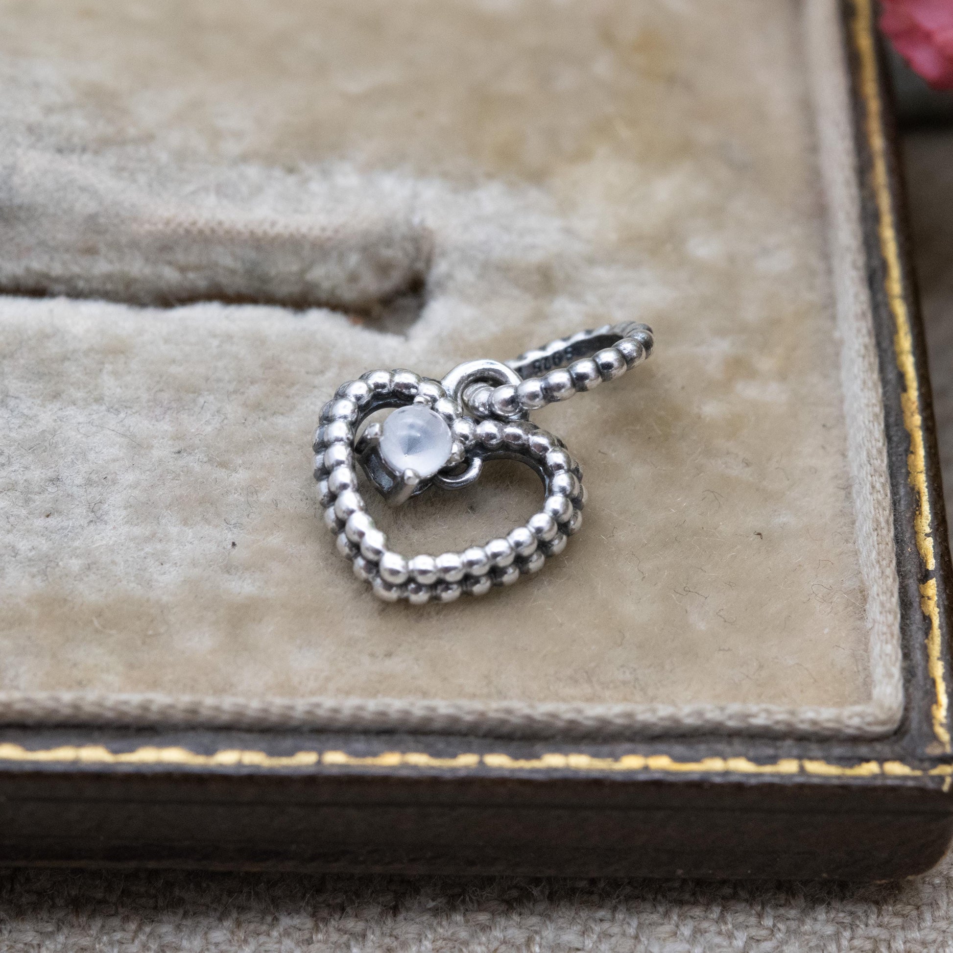 Pandora Sterling Silver Clear Stone Love Heart Charm Pendant - Designer Gift for Charm Bracelet