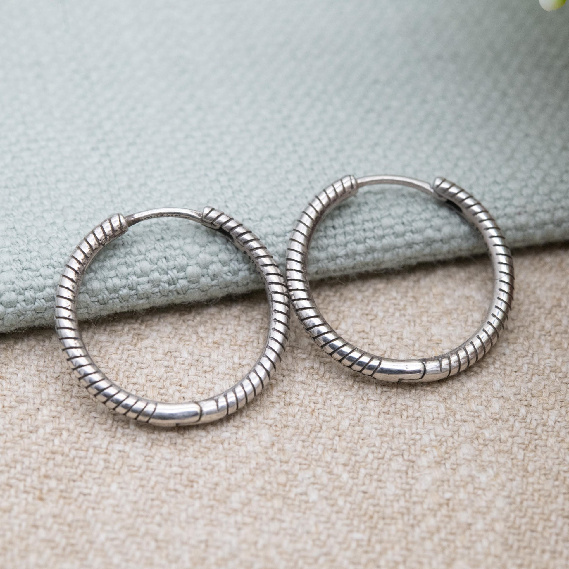 Pandora Sterling Silver Hoop Earrings - Textured Charm Hoops | Everyday Jewellery Gift for Her