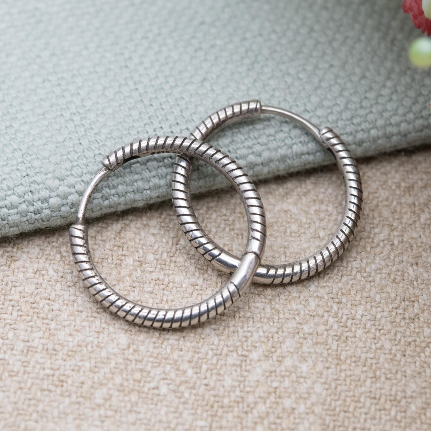 Pandora Sterling Silver Hoop Earrings - Textured Charm Hoops | Everyday Jewellery Gift for Her