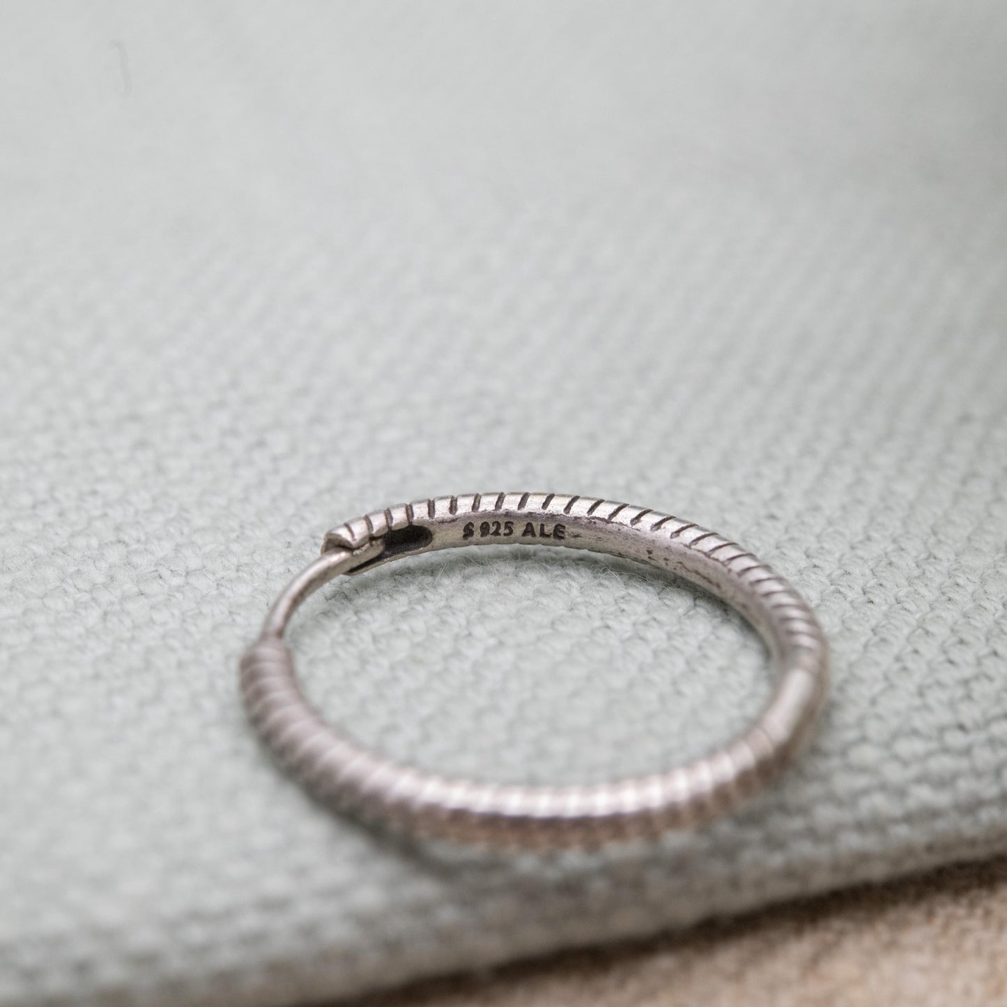 Pandora Sterling Silver Hoop Earrings - Textured Charm Hoops | Everyday Jewellery Gift for Her