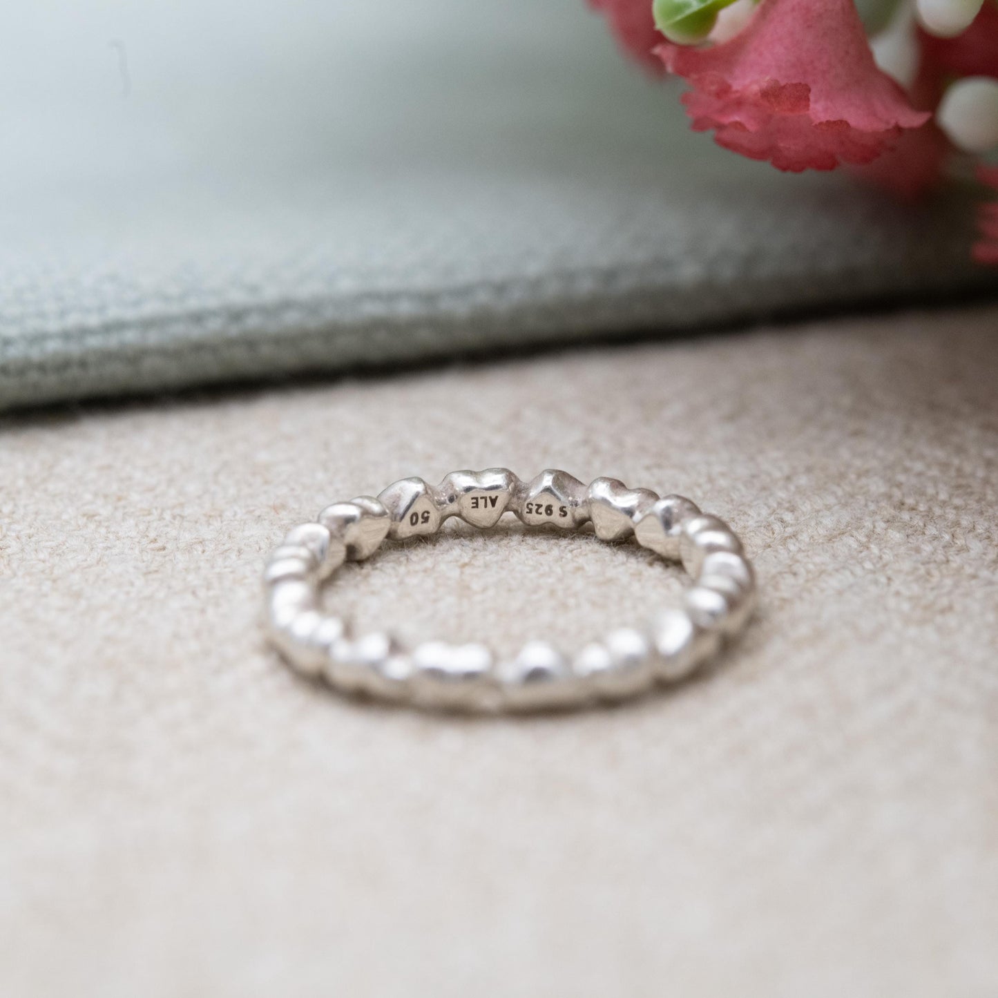 Pandora Sterling Silver Heart Band Ring - Minimal Stacking Ring | UK Size - J | US Size - 4 3/4