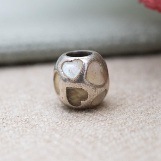 Pandora Sterling Silver Mother of Pearl Love Heart Charm Pendant - Designer Gift for Charm Bracelet