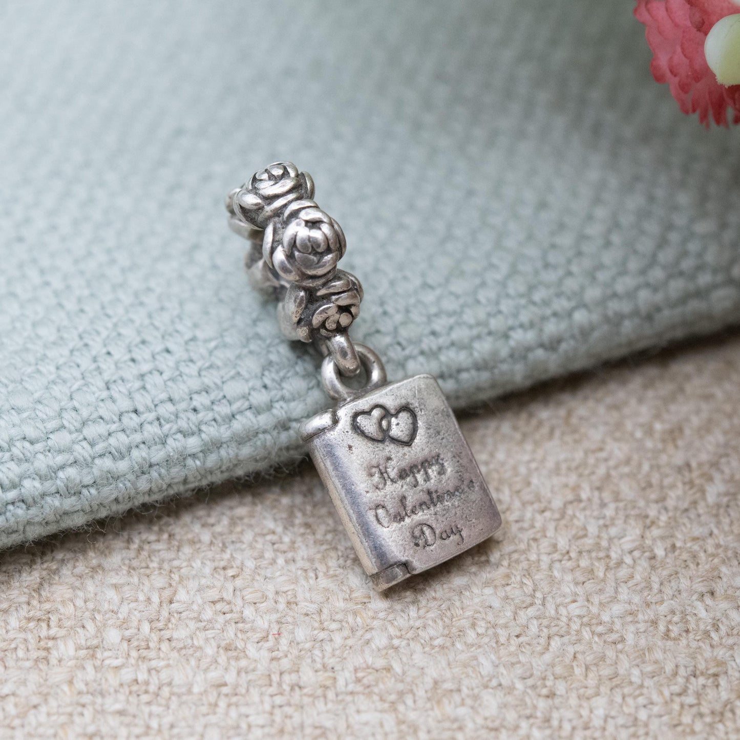 Pandora Sterling Silver Happy Valentines Day Charm Pendant - Designer Gift for Charm Bracelet