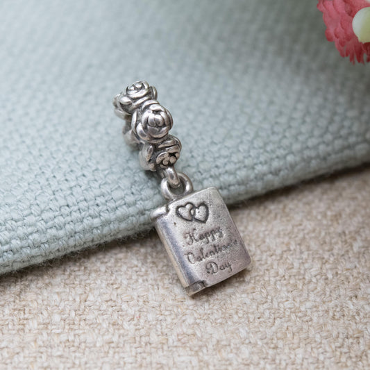 Pandora Sterling Silver Happy Valentines Day Charm Pendant - Designer Gift for Charm Bracelet