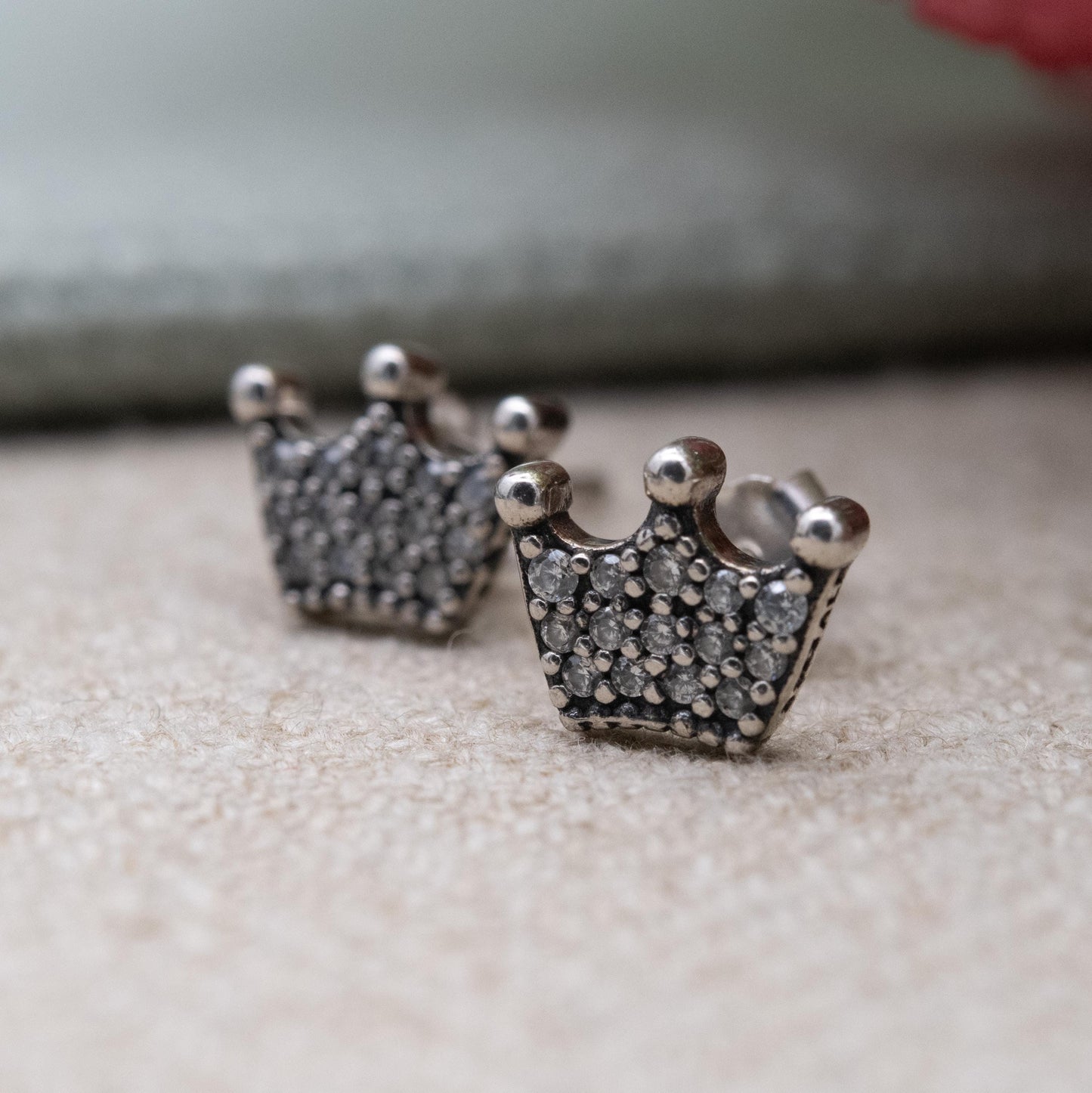 Pandora Sterling Silver Crown Stud Earrings - Clear Stone Jewellery | Designer Gift for Her