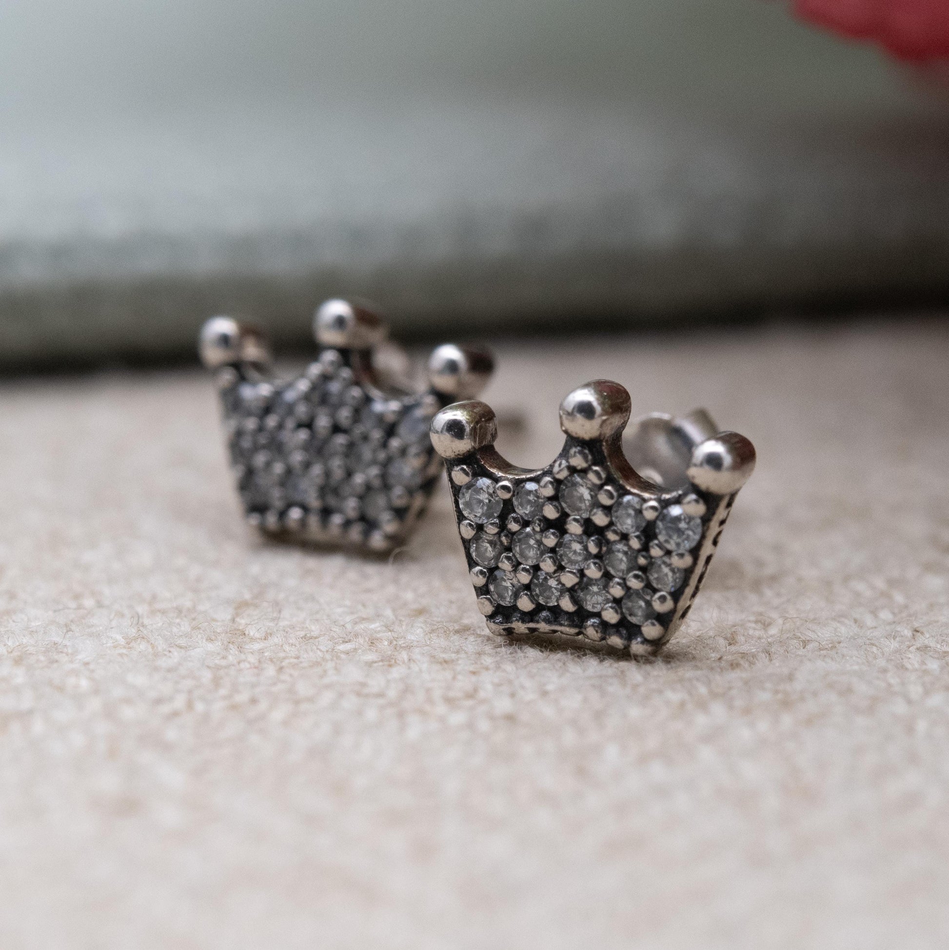 Pandora Sterling Silver Crown Stud Earrings - Clear Stone Jewellery | Designer Gift for Her