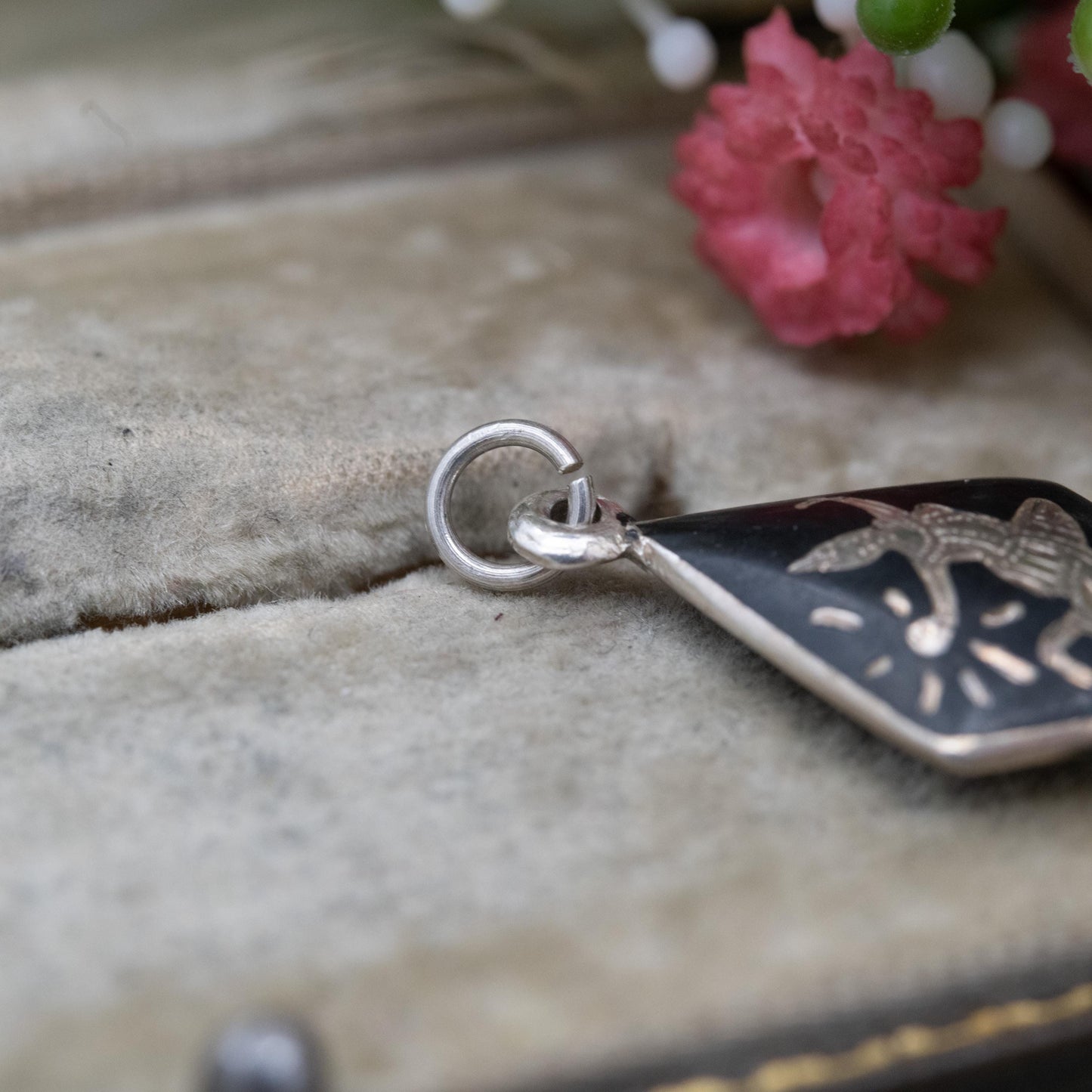 Vintage Siam Sterling Silver Niello Pendant - Mekala Goddess of Lightning | Thailand Silver | Gift for Necklace