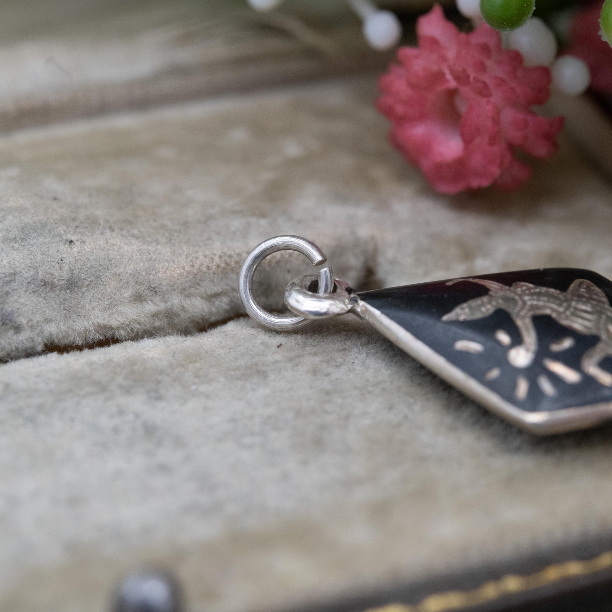 Vintage Siam Sterling Silver Niello Pendant - Mekala Goddess of Lightning | Thailand Silver | Gift for Necklace