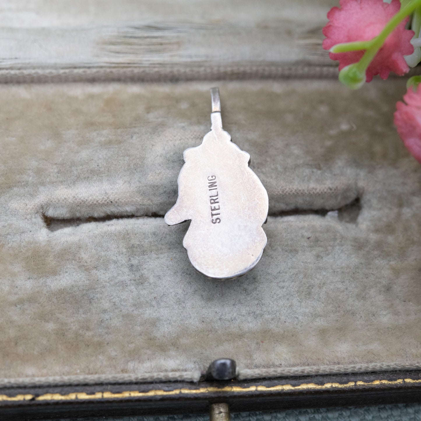 Vintage Navajo Sterling Silver Turquoise Pendant - Cabochon Blue Stone and Flower Design | Gift for Her