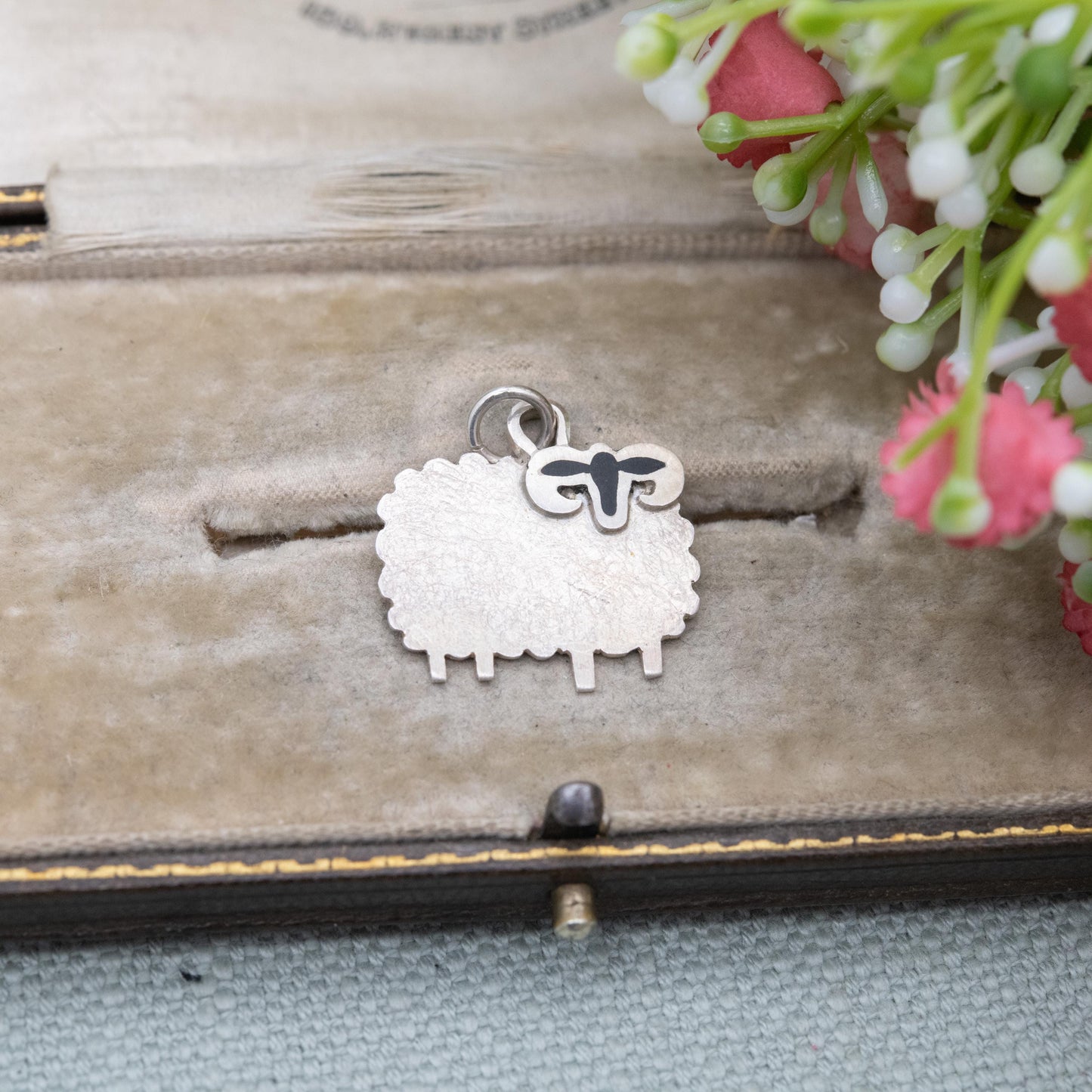 Vintage Sterling Silver Enamel Sheep Charm Pendant 1998 - Scottish Gift for Bracelet Necklace