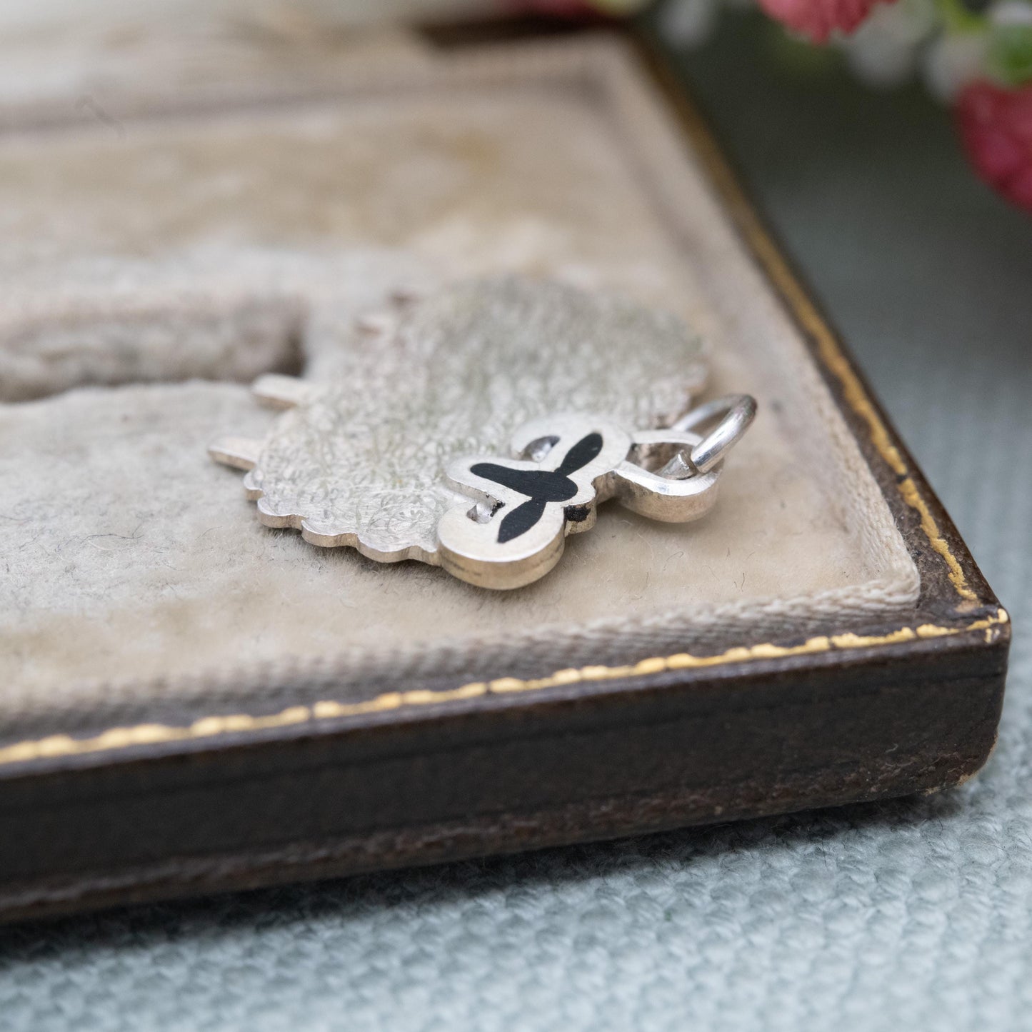 Vintage Sterling Silver Enamel Sheep Charm Pendant 1998 - Scottish Gift for Bracelet Necklace
