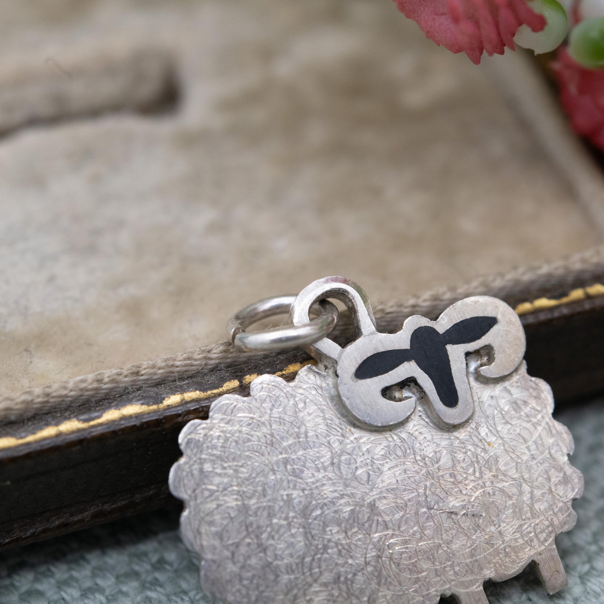 Vintage Sterling Silver Enamel Sheep Charm Pendant 1998 - Scottish Gift for Bracelet Necklace
