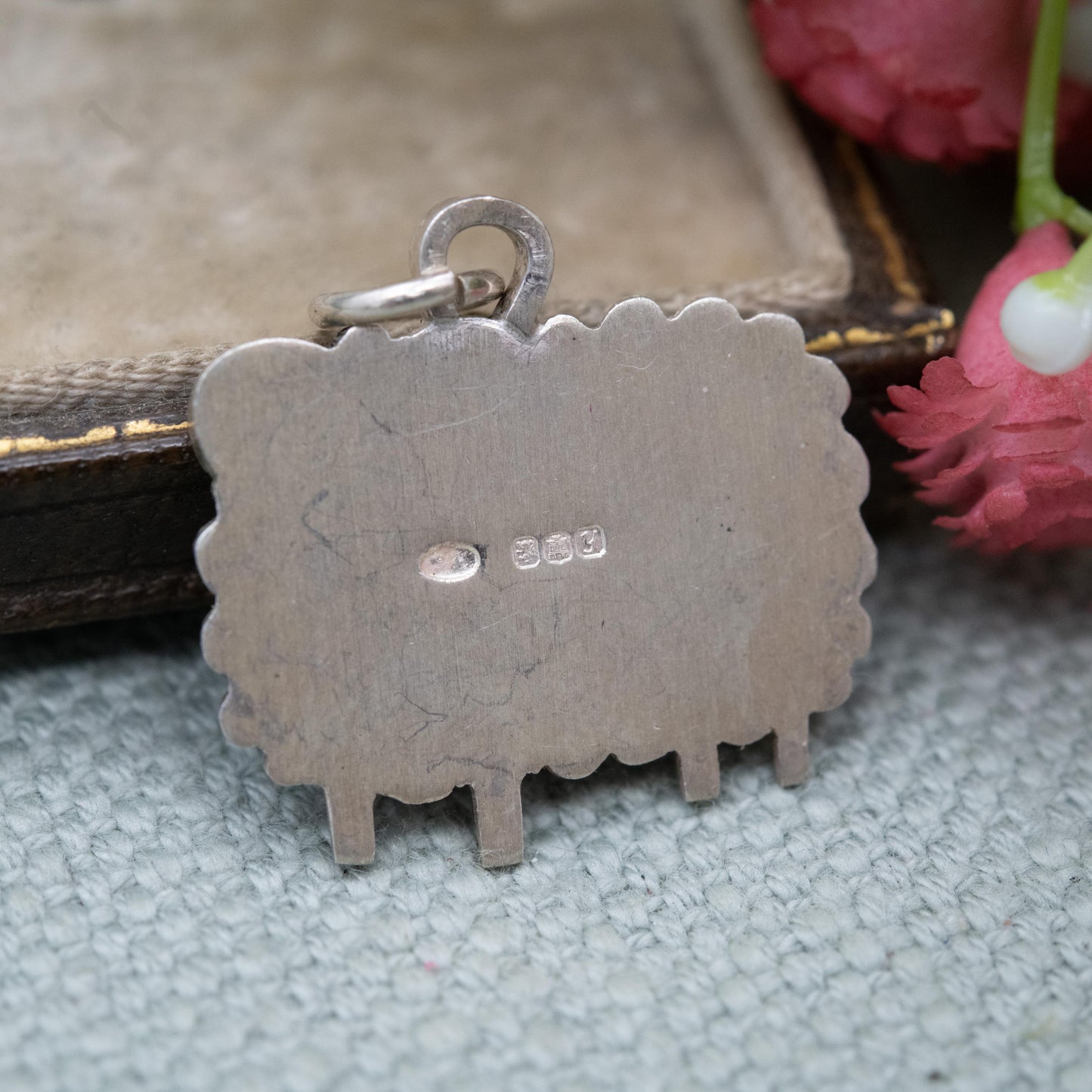 Vintage Sterling Silver Enamel Sheep Charm Pendant 1998 - Scottish Gift for Bracelet Necklace