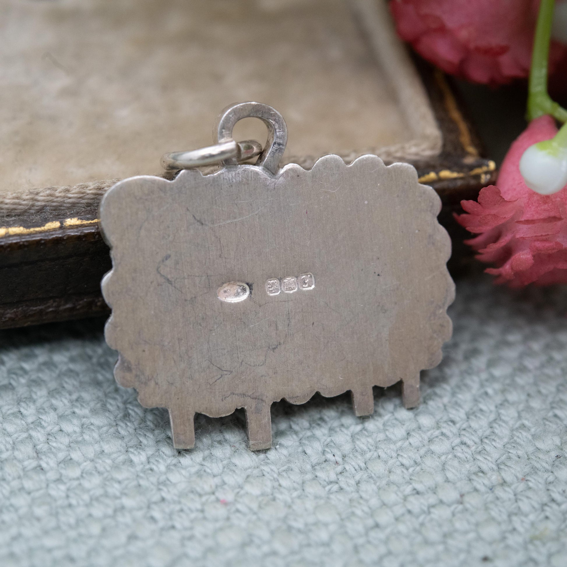 Vintage Sterling Silver Enamel Sheep Charm Pendant 1998 - Scottish Gift for Bracelet Necklace