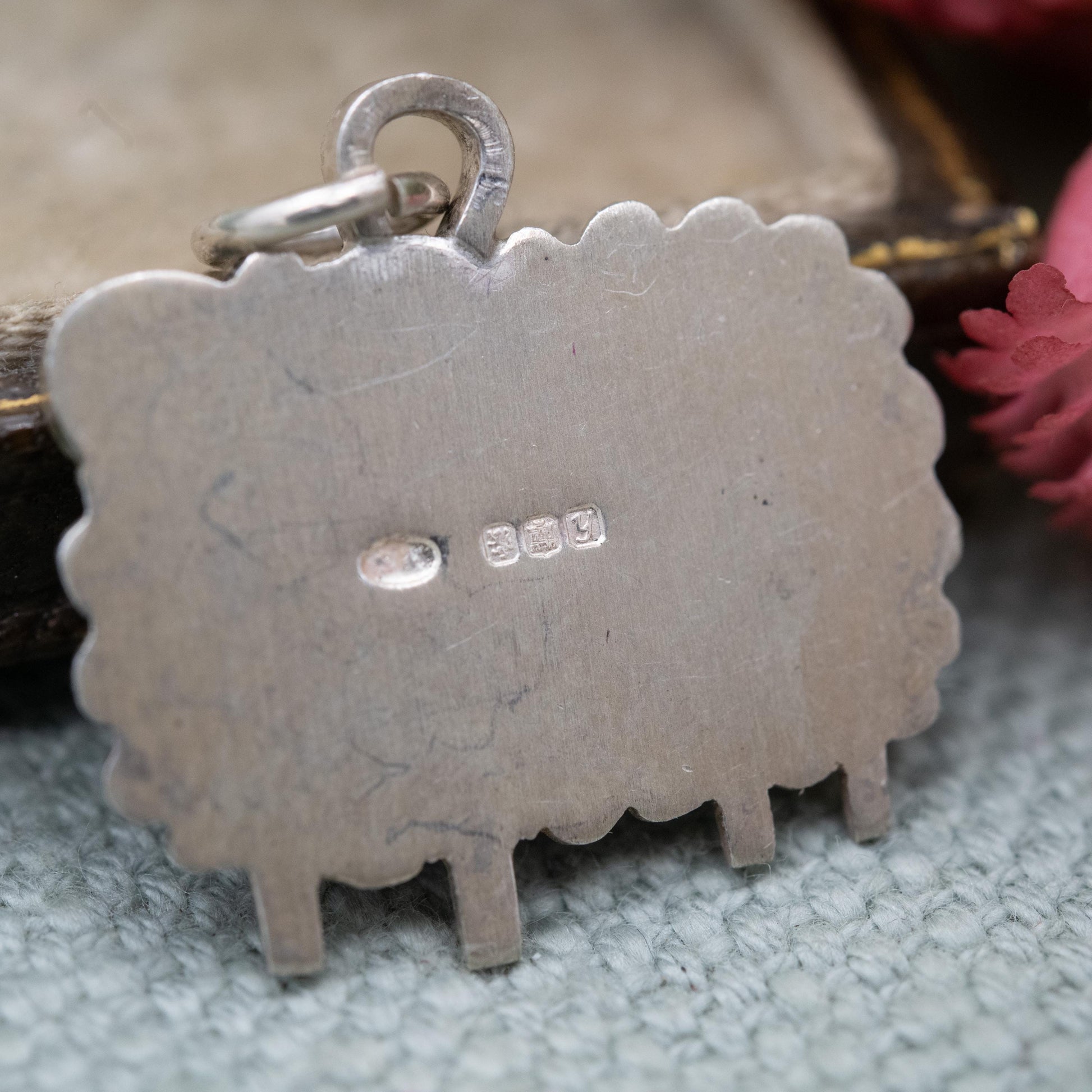 Vintage Sterling Silver Enamel Sheep Charm Pendant 1998 - Scottish Gift for Bracelet Necklace