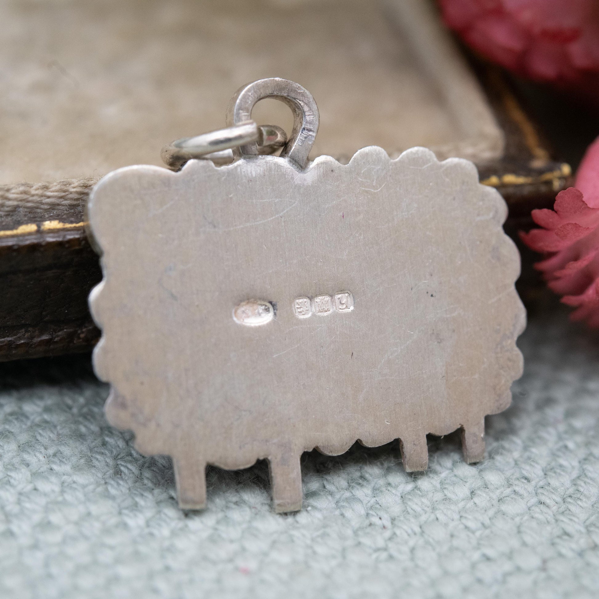 Vintage Sterling Silver Enamel Sheep Charm Pendant 1998 - Scottish Gift for Bracelet Necklace