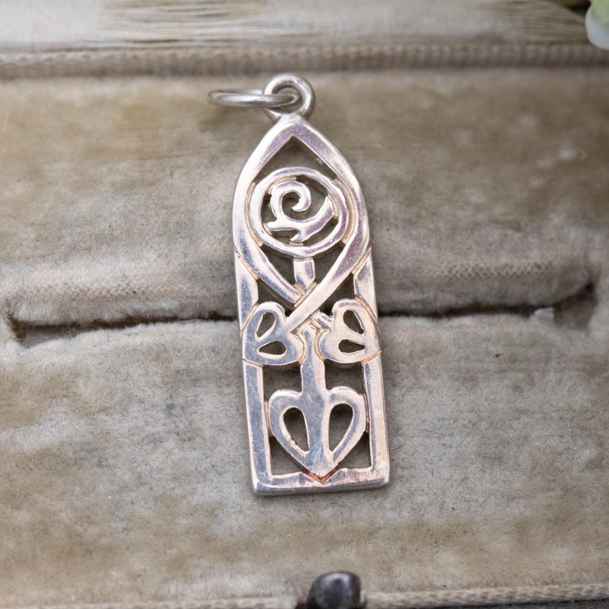 Vintage Sterling Silver Glasgow Rose Flower Openwork Pendant - Celtic Charles Rennie Mackintosh Style
