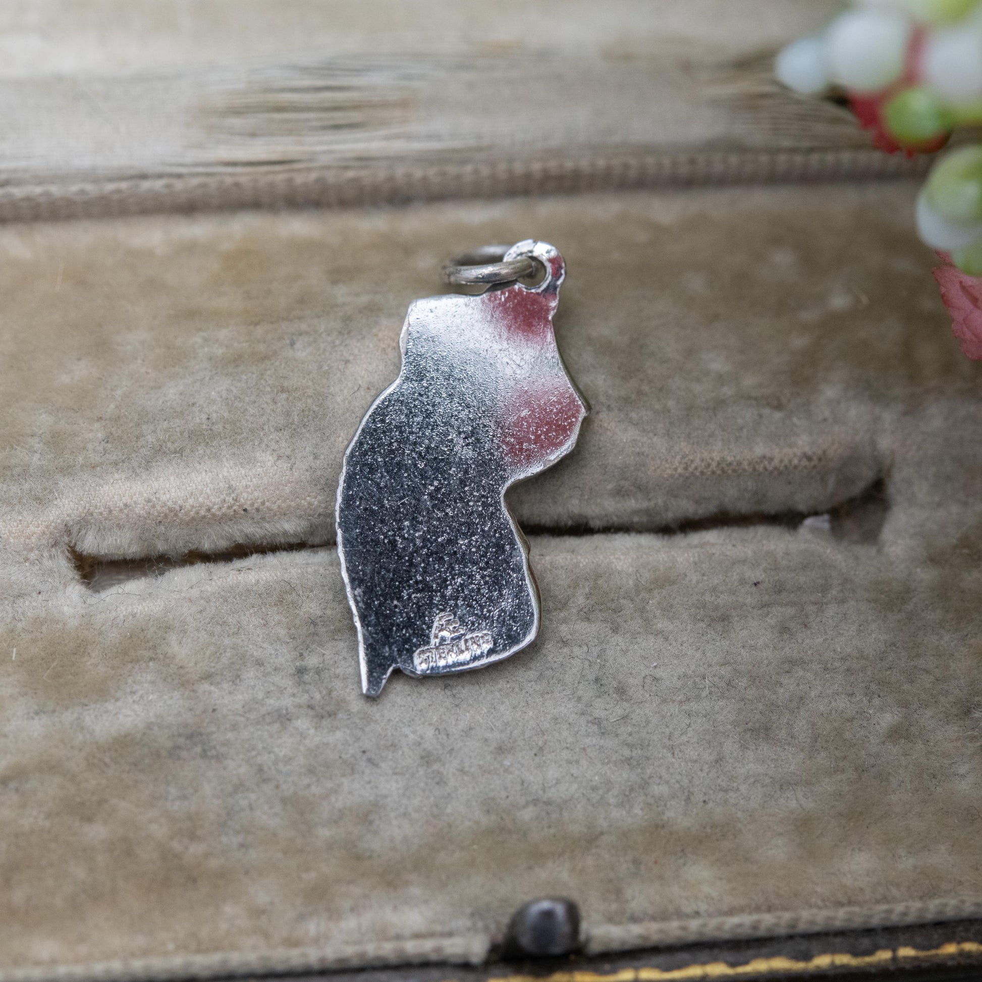 Vintage Sterling Silver Enamel New Jersey Charm Pendant - American State Souvenir Gift for Charm Bracelet