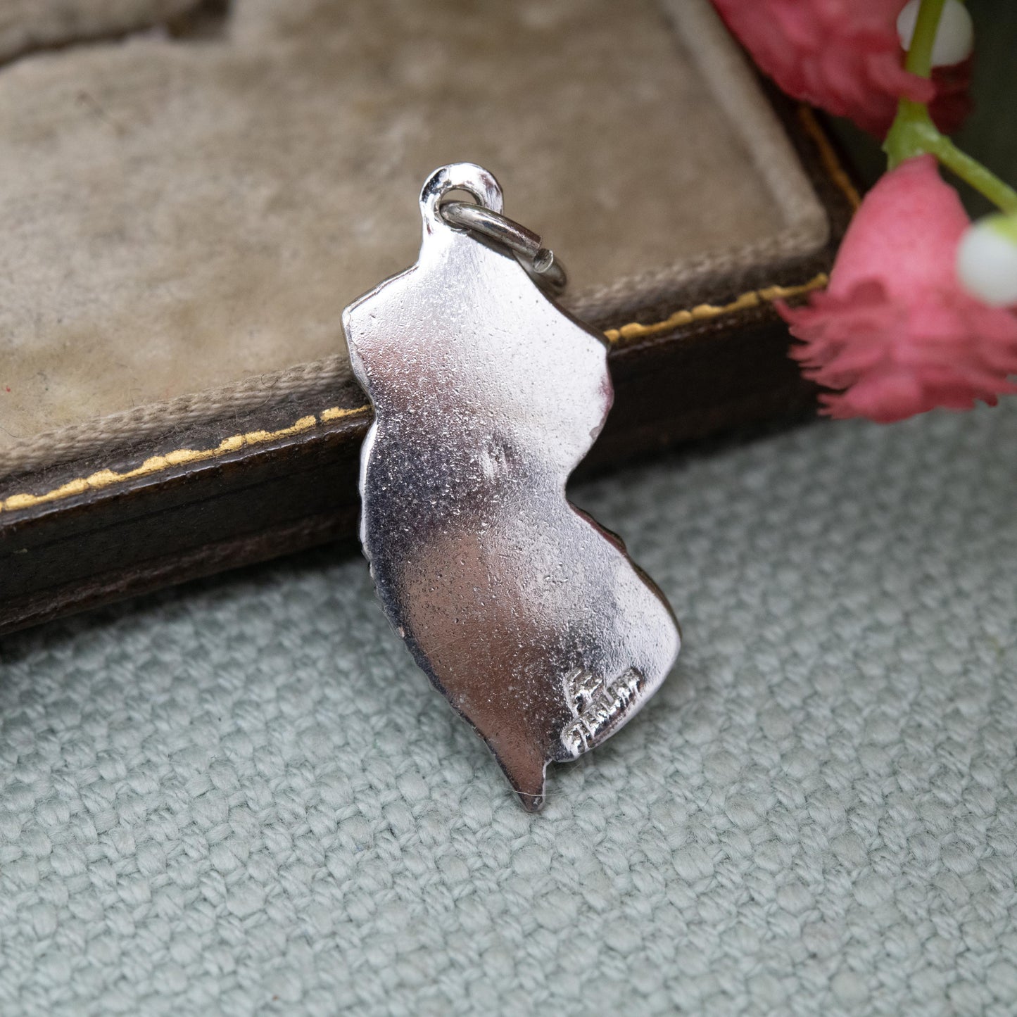 Vintage Sterling Silver Enamel New Jersey Charm Pendant - American State Souvenir Gift for Charm Bracelet