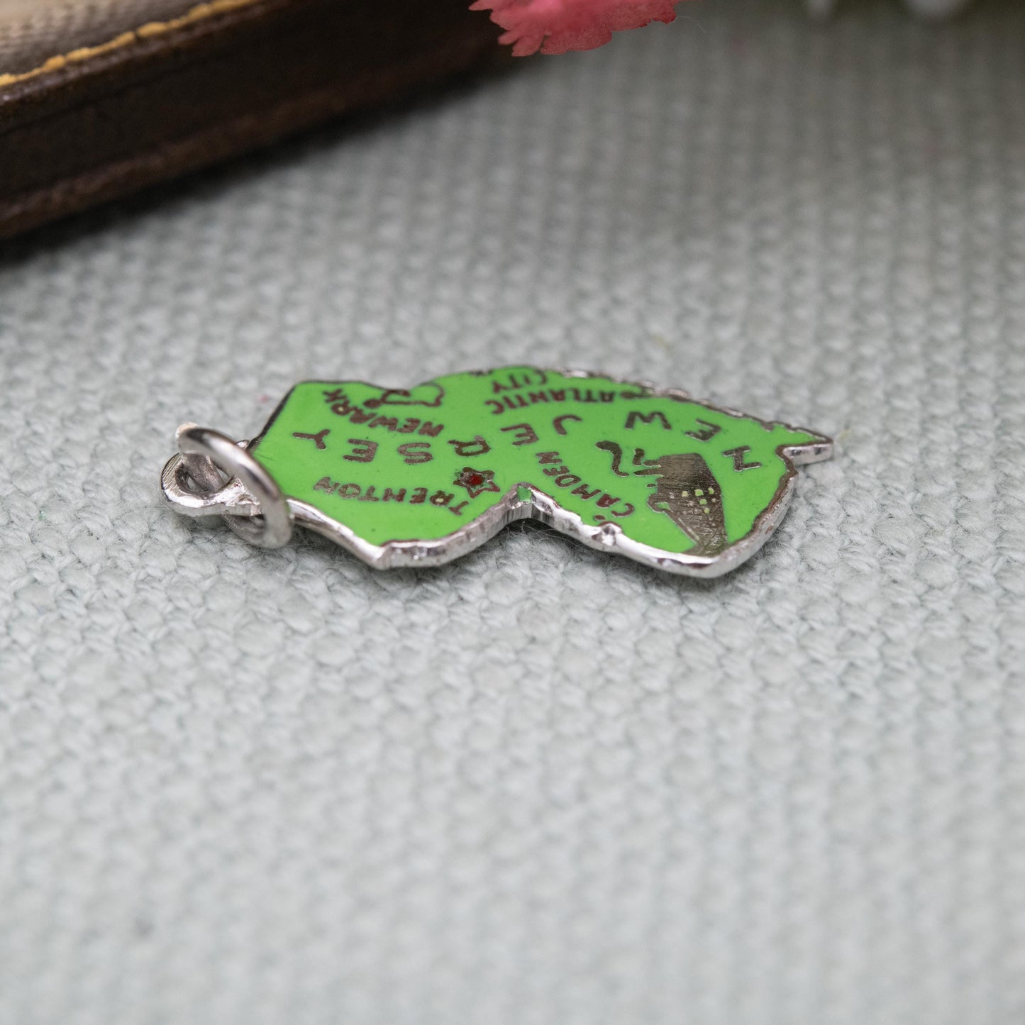Vintage Sterling Silver Enamel New Jersey Charm Pendant - American State Souvenir Gift for Charm Bracelet
