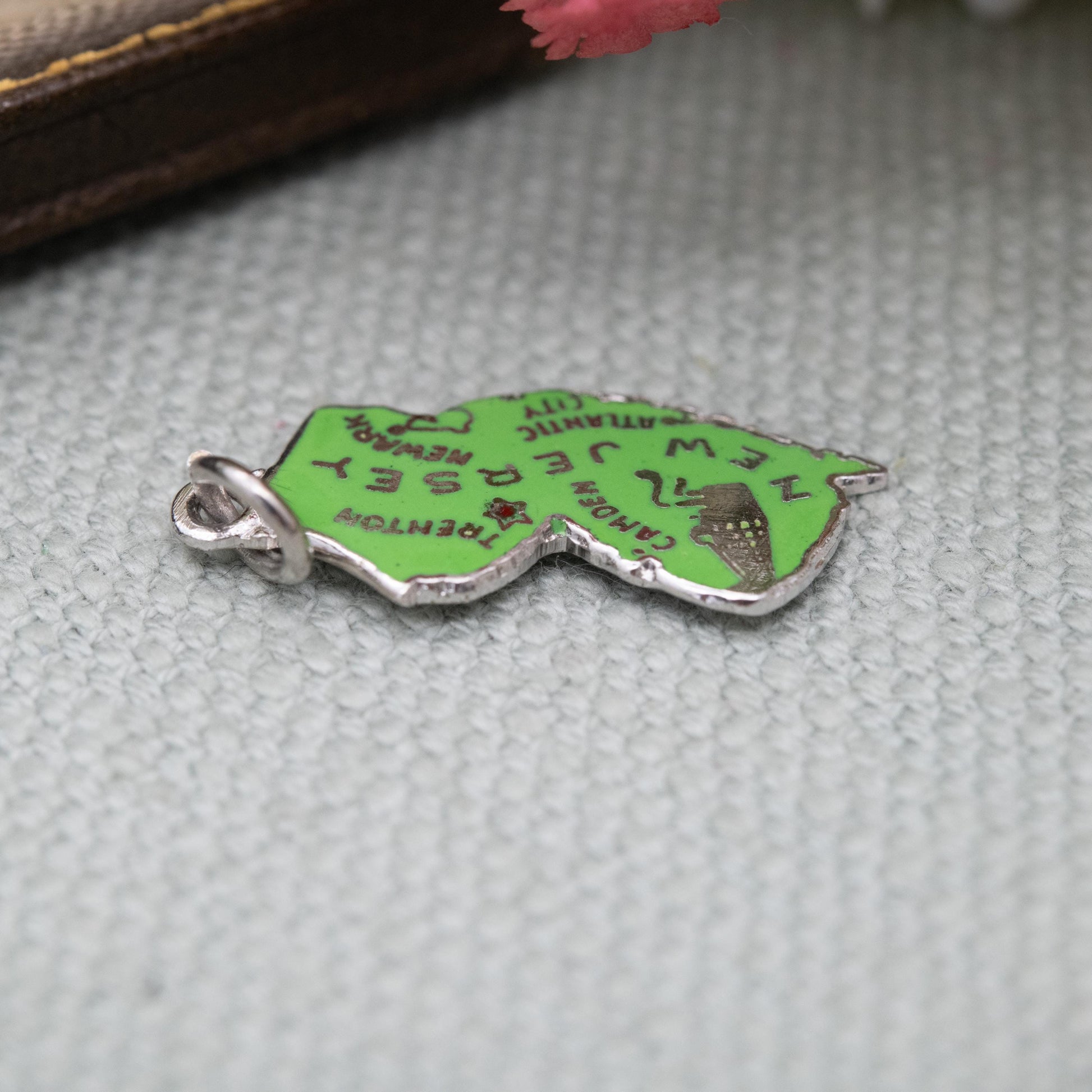 Vintage Sterling Silver Enamel New Jersey Charm Pendant - American State Souvenir Gift for Charm Bracelet