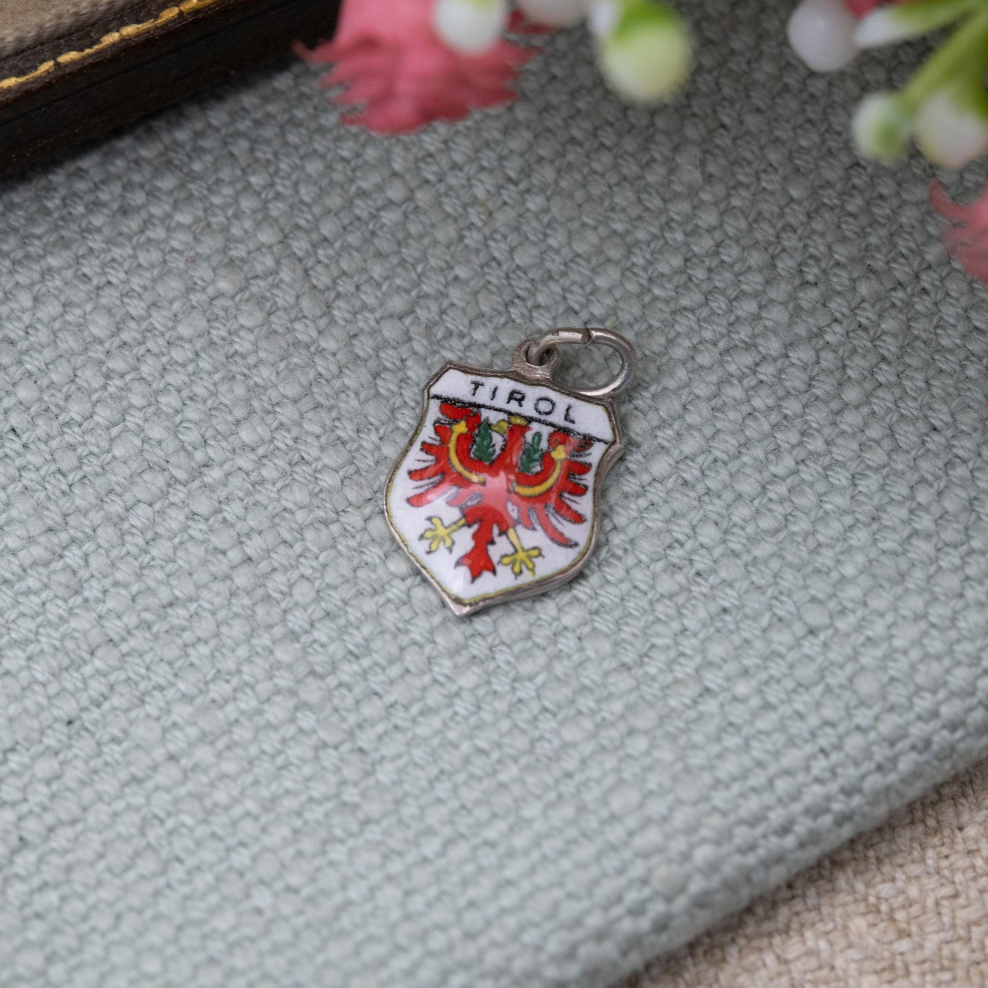 Vintage 800 Silver Enamel Tirol Charm Pendant - Austrian Alps Travel Souvenir Gift for Charm Bracelet