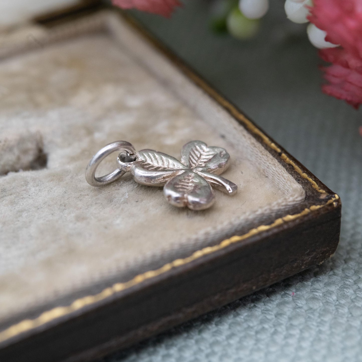 Vintage Silver Shamrock Charm Pendant - Three Leaf Clover Shape | Ireland Souvenir Gift for Charm Bracelet