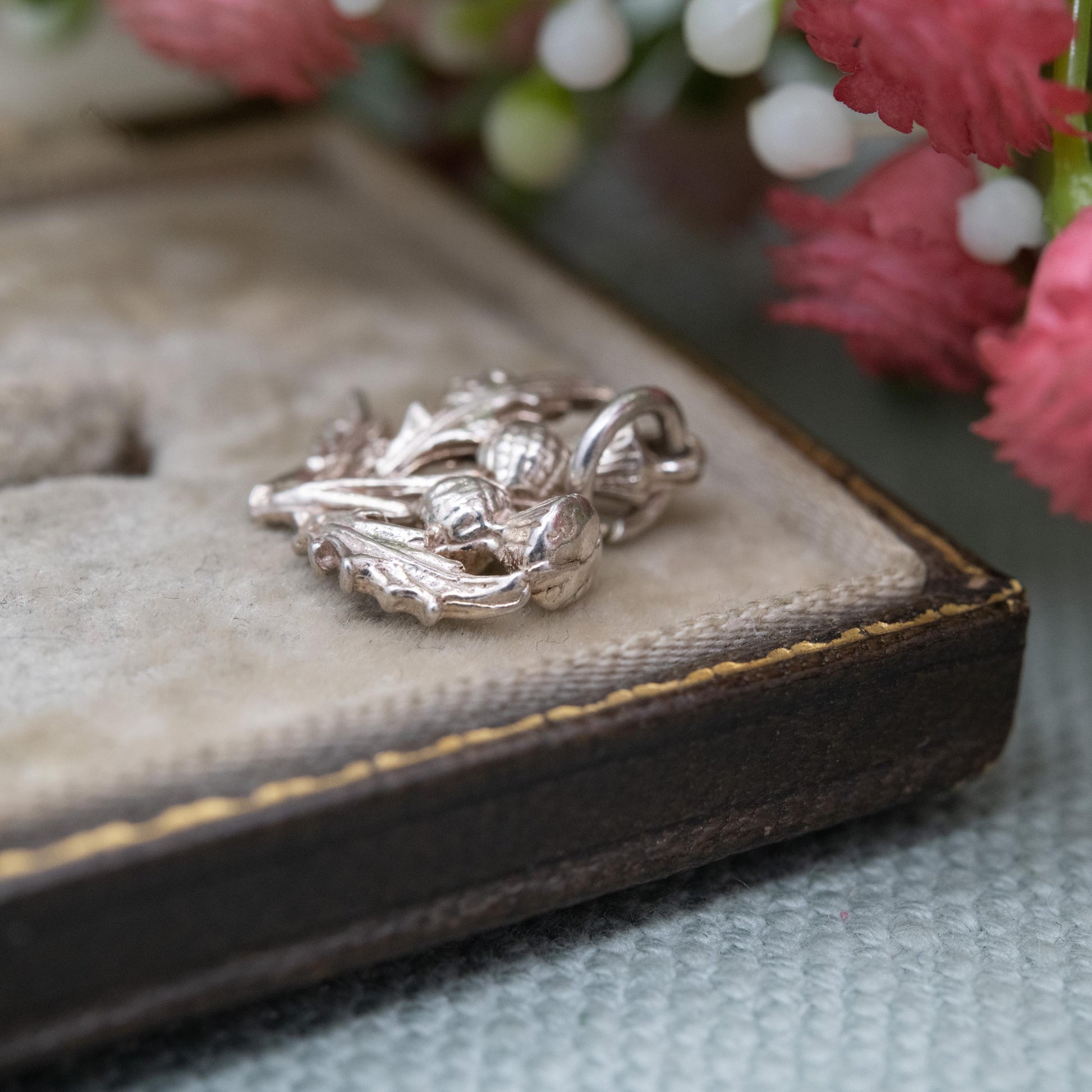 Vintage Silver Scottish Thistle Charm Pendant - Flower of Scotland | Souvenir Gift for Charm Bracelet