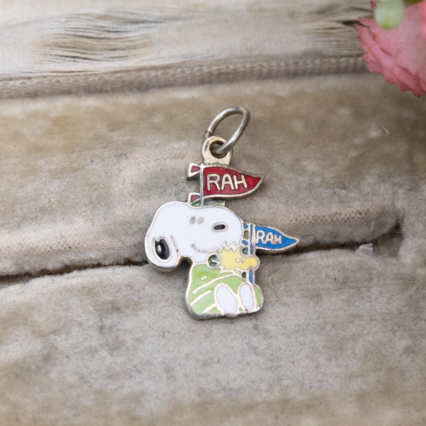 Vintage Enamel Snoopy and Woodstock Charm Pendant - Peanuts Comic Character | Gift for Charm Bracelet