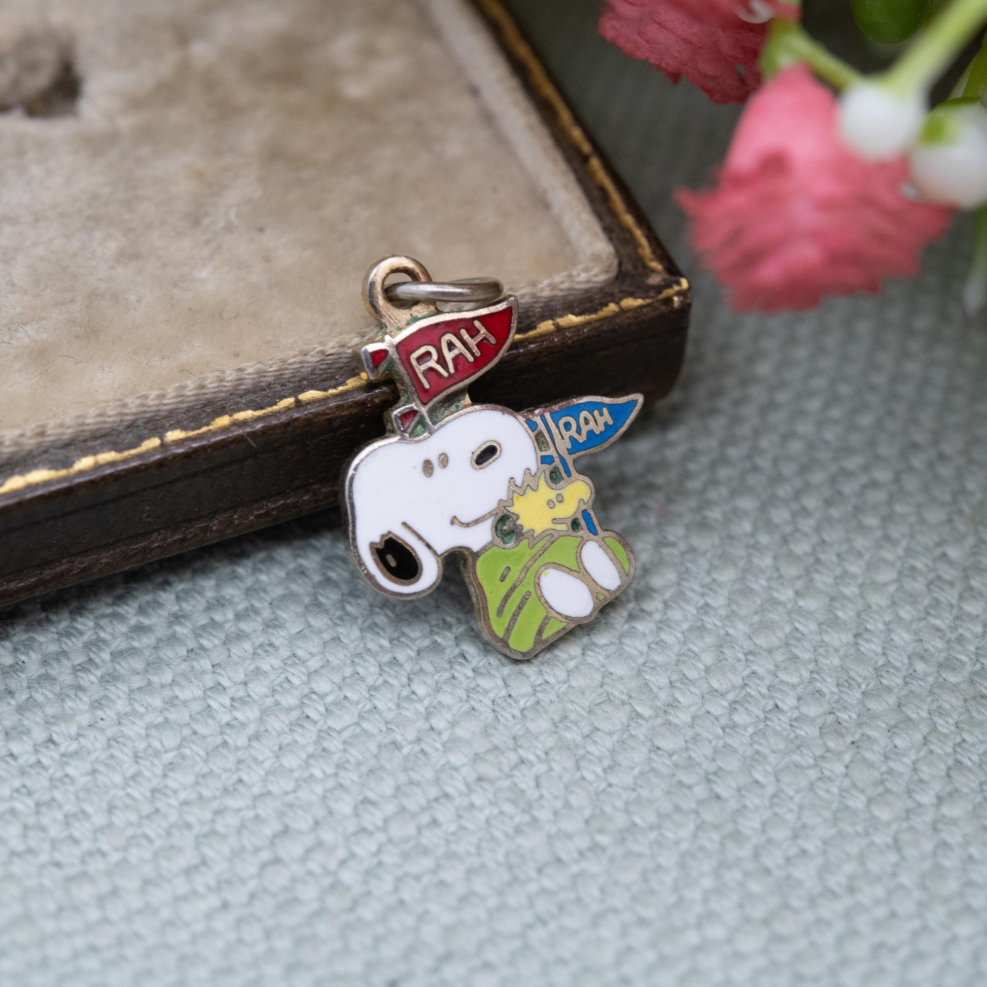 Vintage Enamel Snoopy and Woodstock Charm Pendant - Peanuts Comic Character | Gift for Charm Bracelet