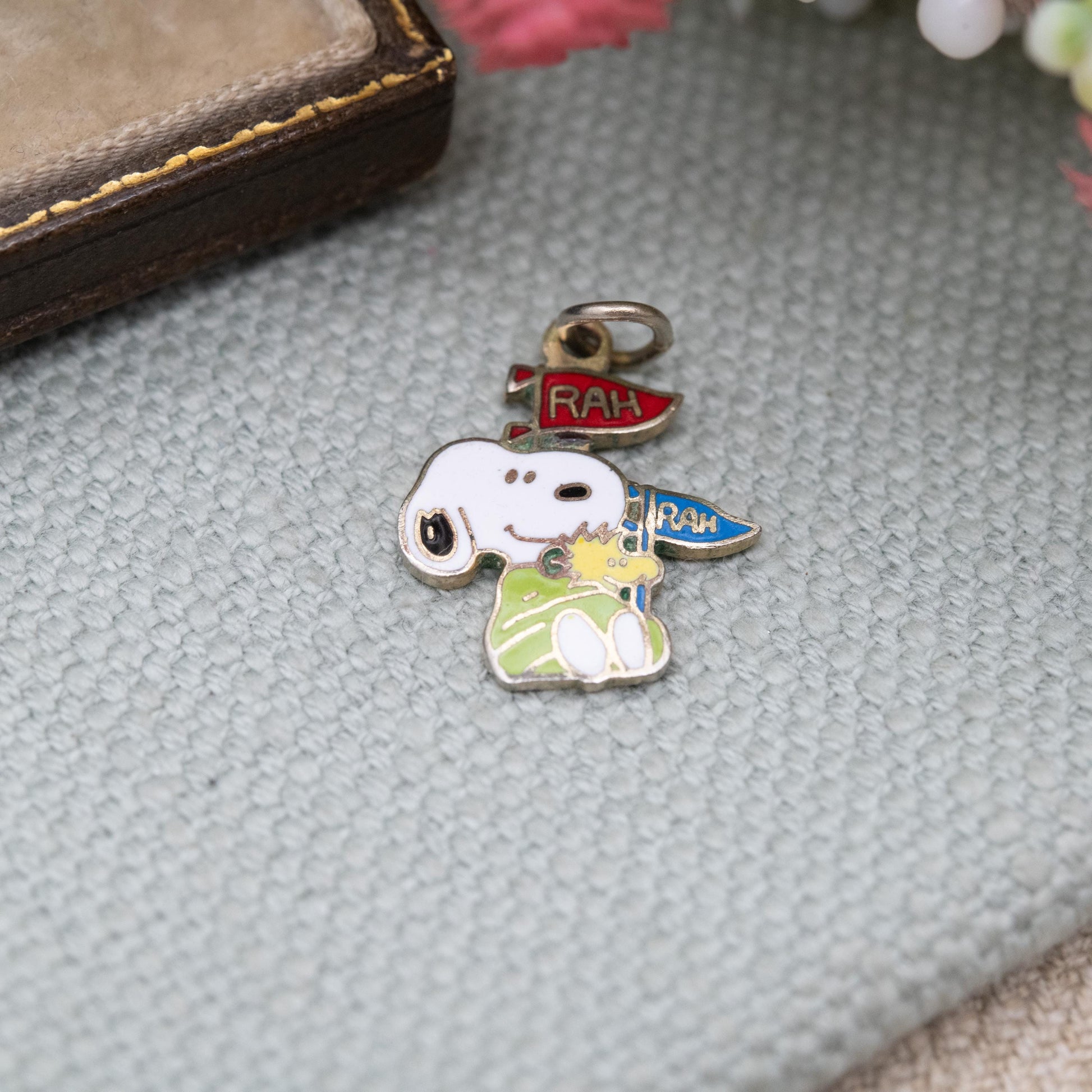 Vintage Enamel Snoopy and Woodstock Charm Pendant - Peanuts Comic Character | Gift for Charm Bracelet