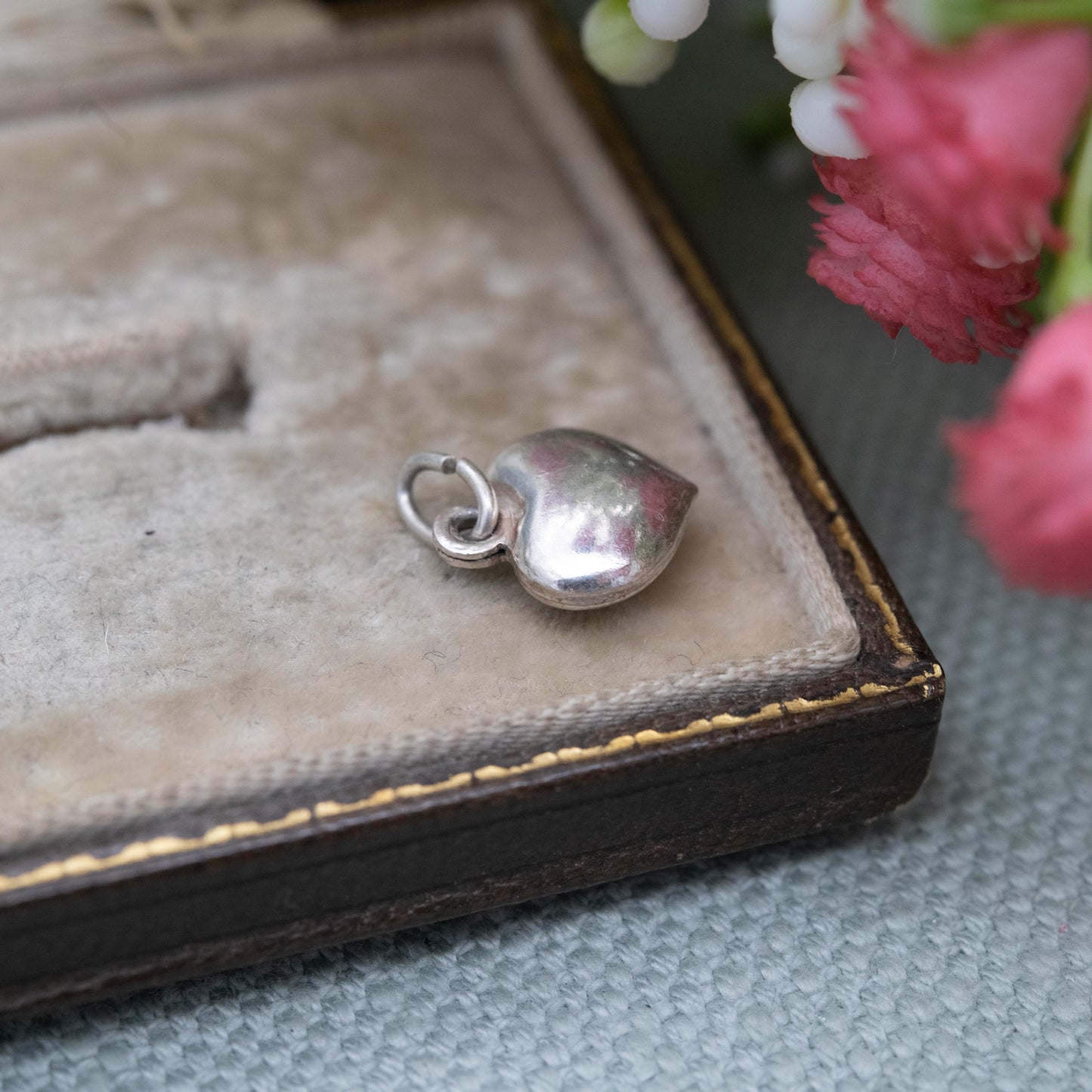 Vintage Silver Love Heart Charm Pendant Charm - Small Puffed Love Heart | Gift for Charm Bracelet