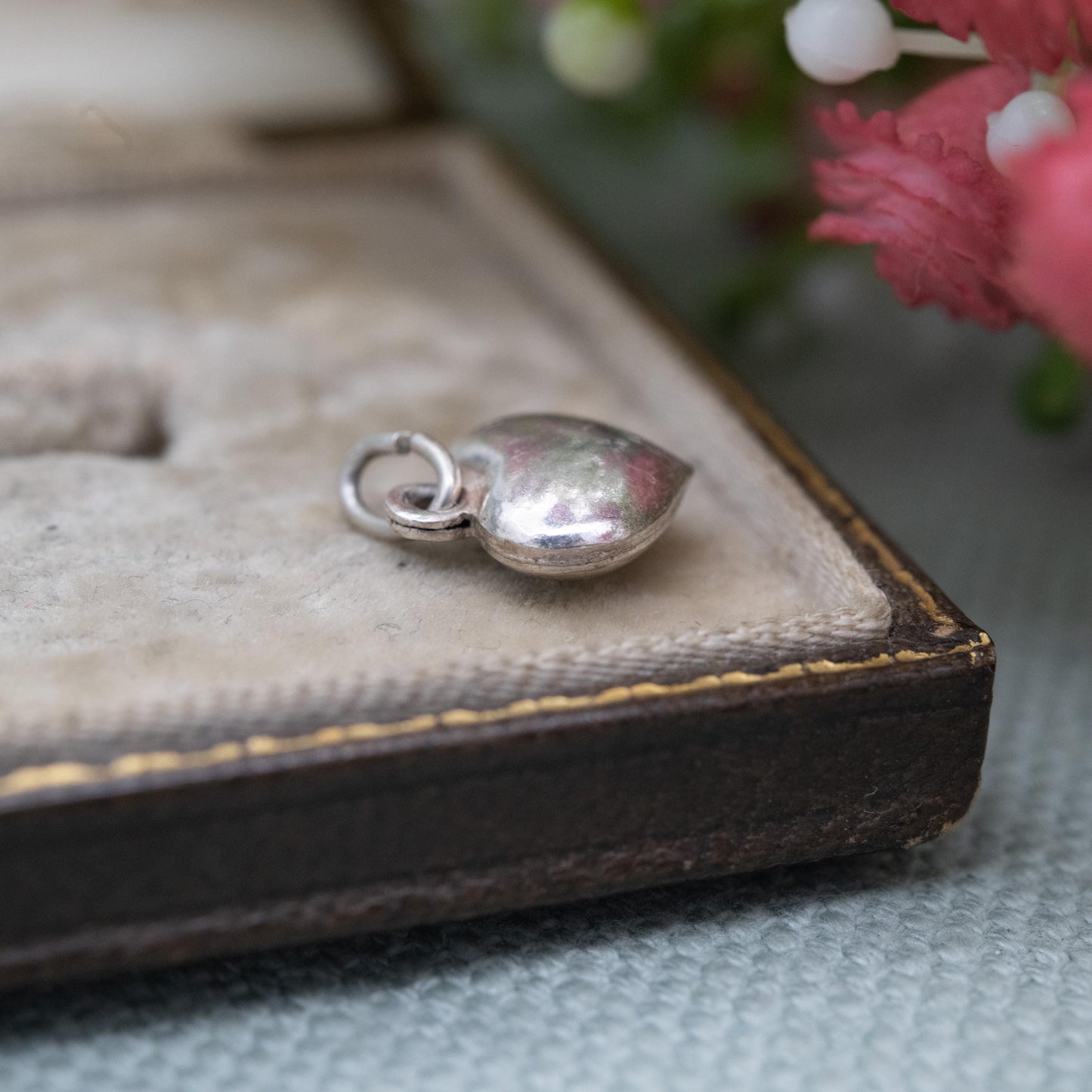 Vintage Silver Love Heart Charm Pendant Charm - Small Puffed Love Heart | Gift for Charm Bracelet