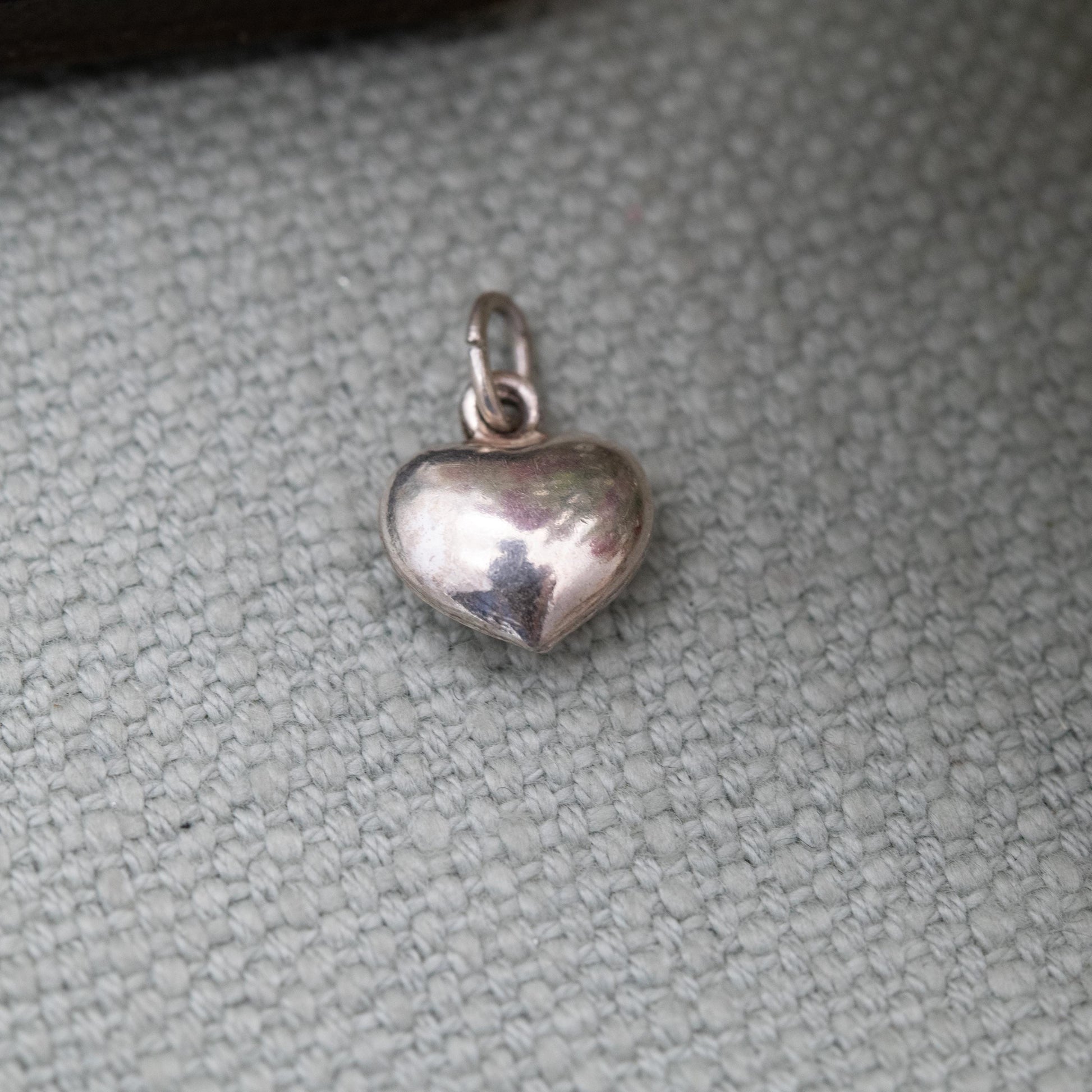 Vintage Silver Love Heart Charm Pendant Charm - Small Puffed Love Heart | Gift for Charm Bracelet