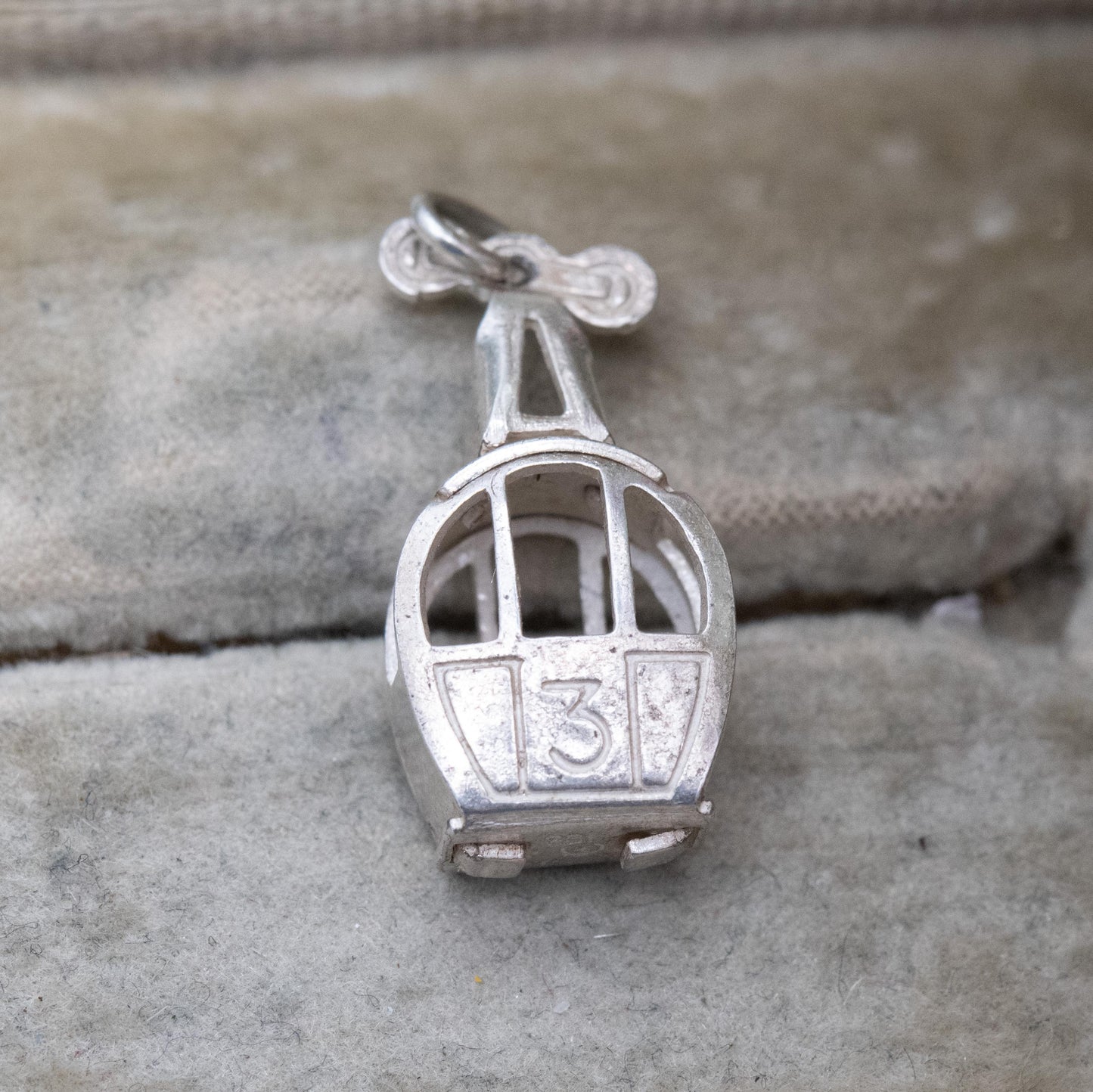 Vintage Silver Swiss Cable Car Charm Pendant - Ski Lift Gondola | Snow Sport | Winter | Gift for Charm Bracelet