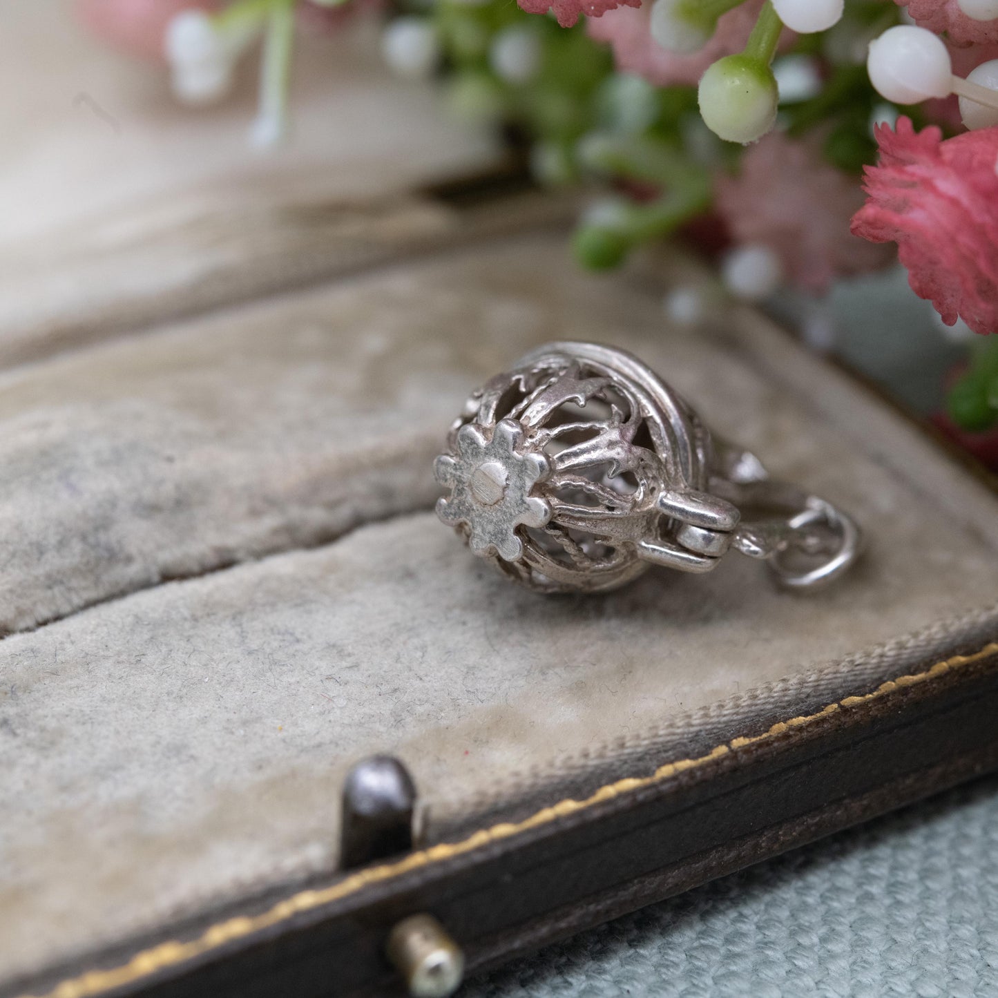 Vintage Silver Opening Jug Charm Pendant - Ornate Openwork Design | Gift for Charm Bracelet