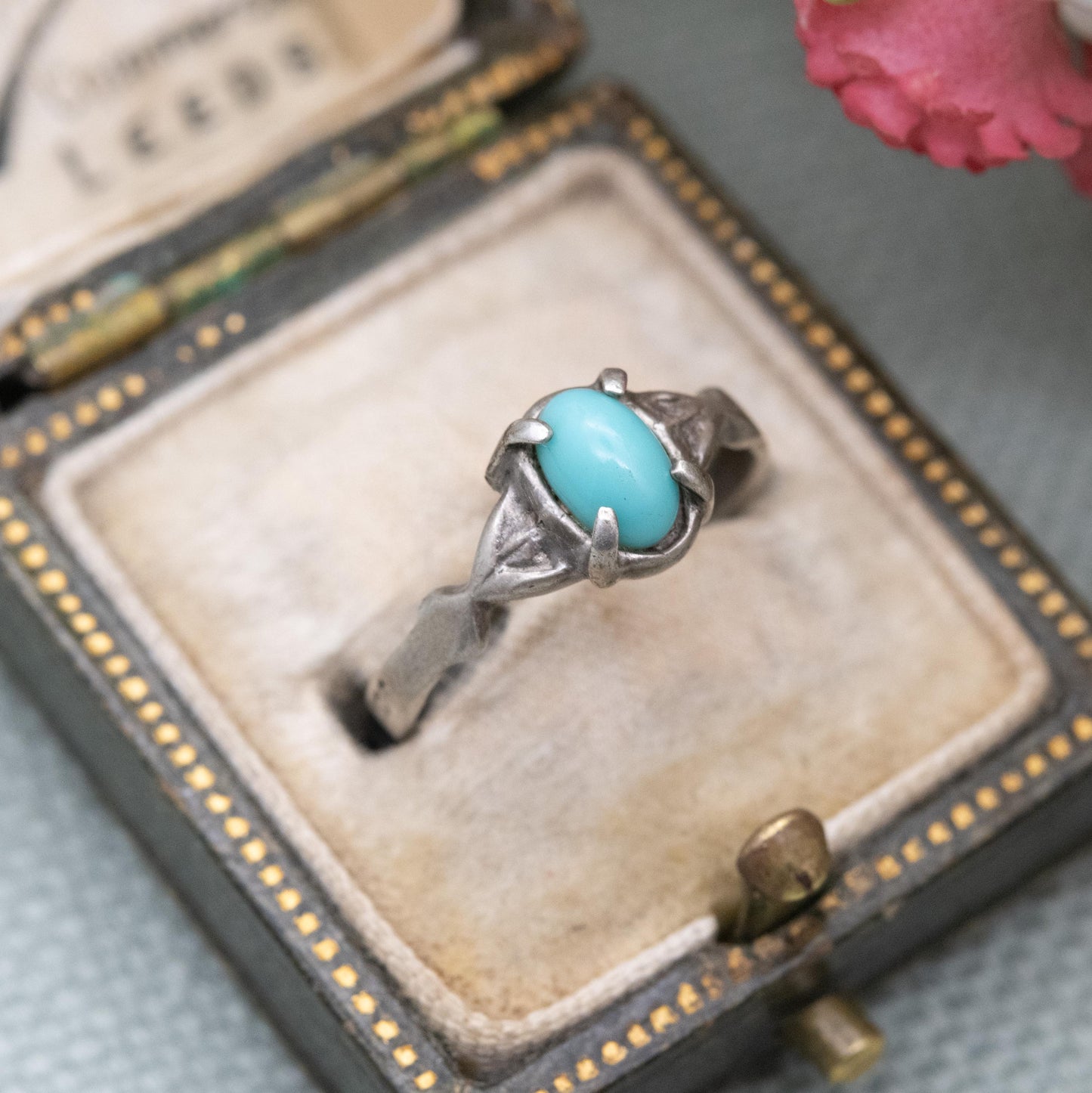 Vintage Silver Blue Stone Ring - Small Cabochon Stone | Everyday Silver Jewellery | UK Size - I | US Size - 4 1/2