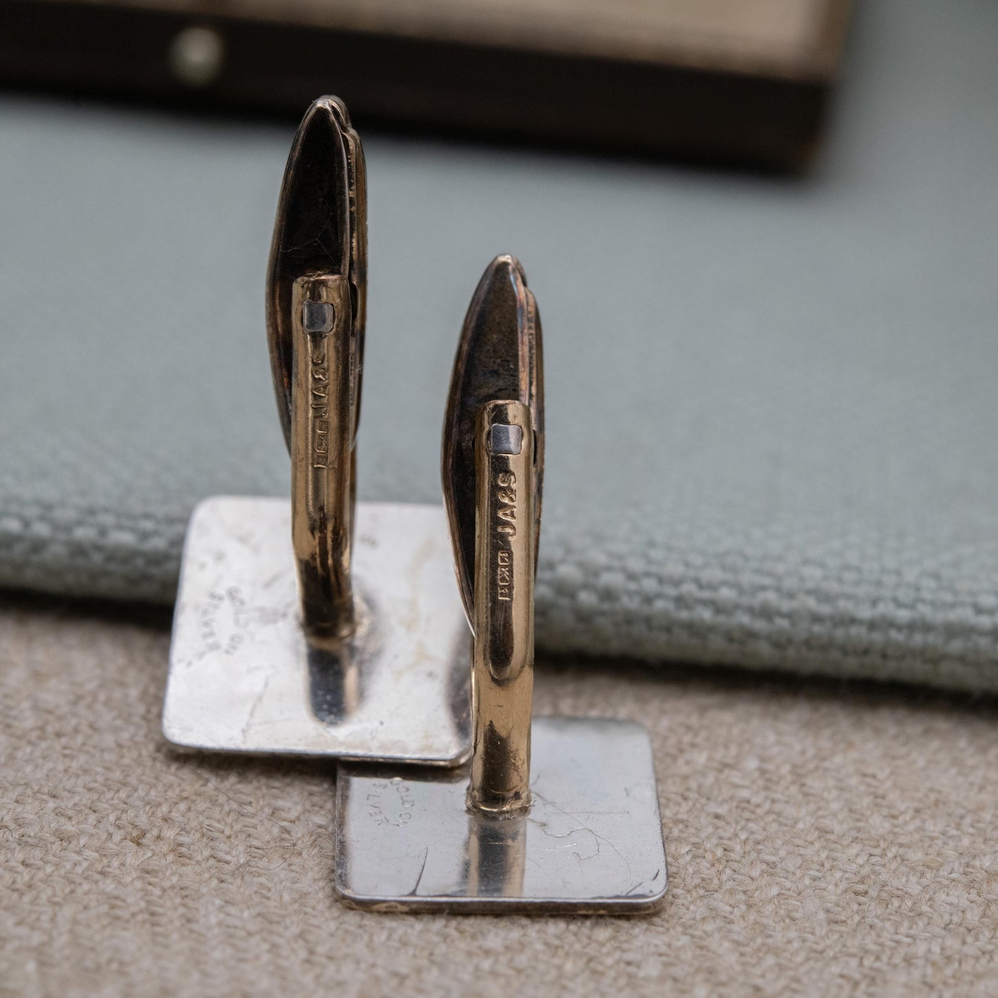 Vintage 9ct Gold on Silver Cufflinks 1975 with Bullet Backs - Diamond Cut Bark Effect Pattern Design | Gift for Him