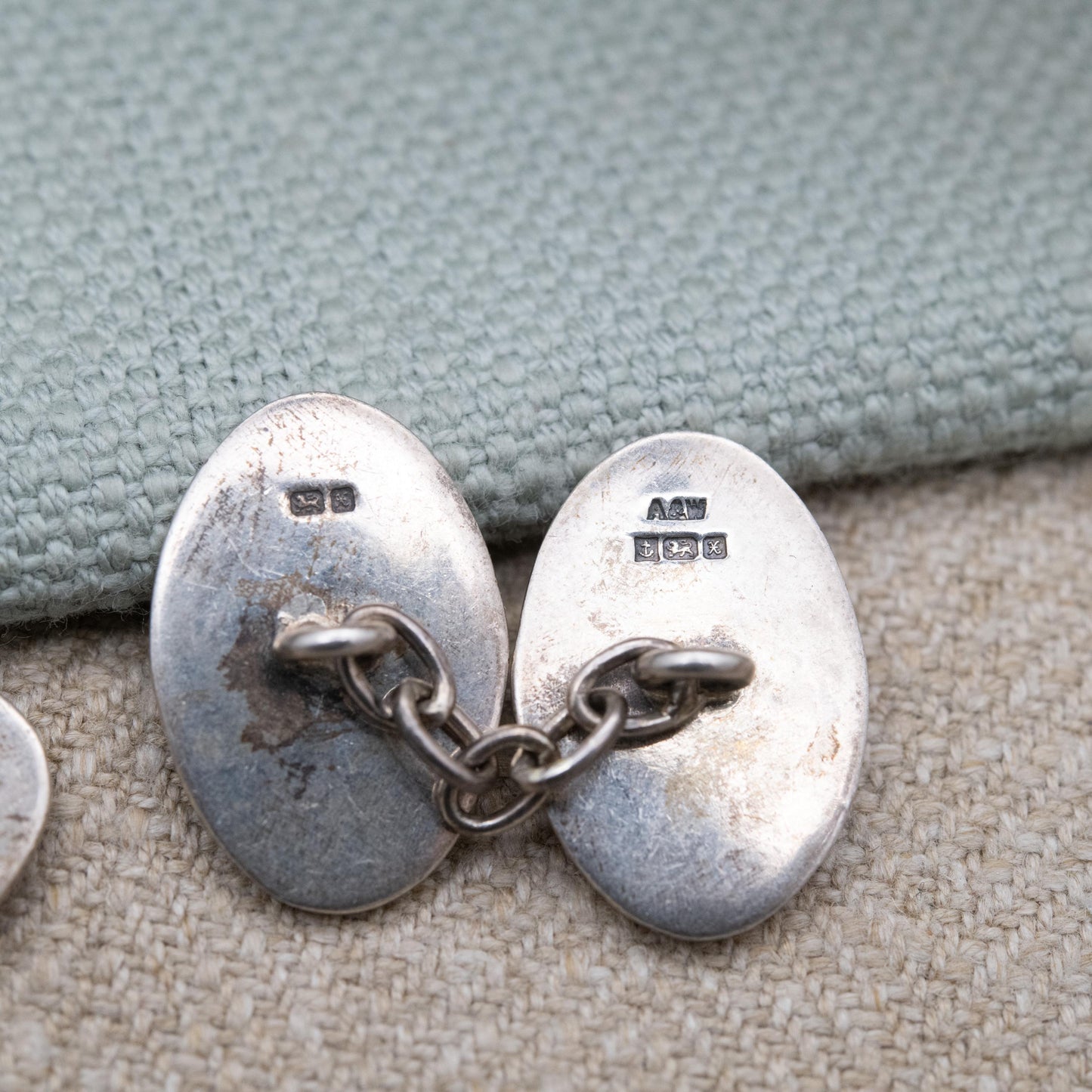 Vintage Sterling Silver Surreal Eyes Chain Link Cufflinks 1997 - Unusual Accessory Gift for Him