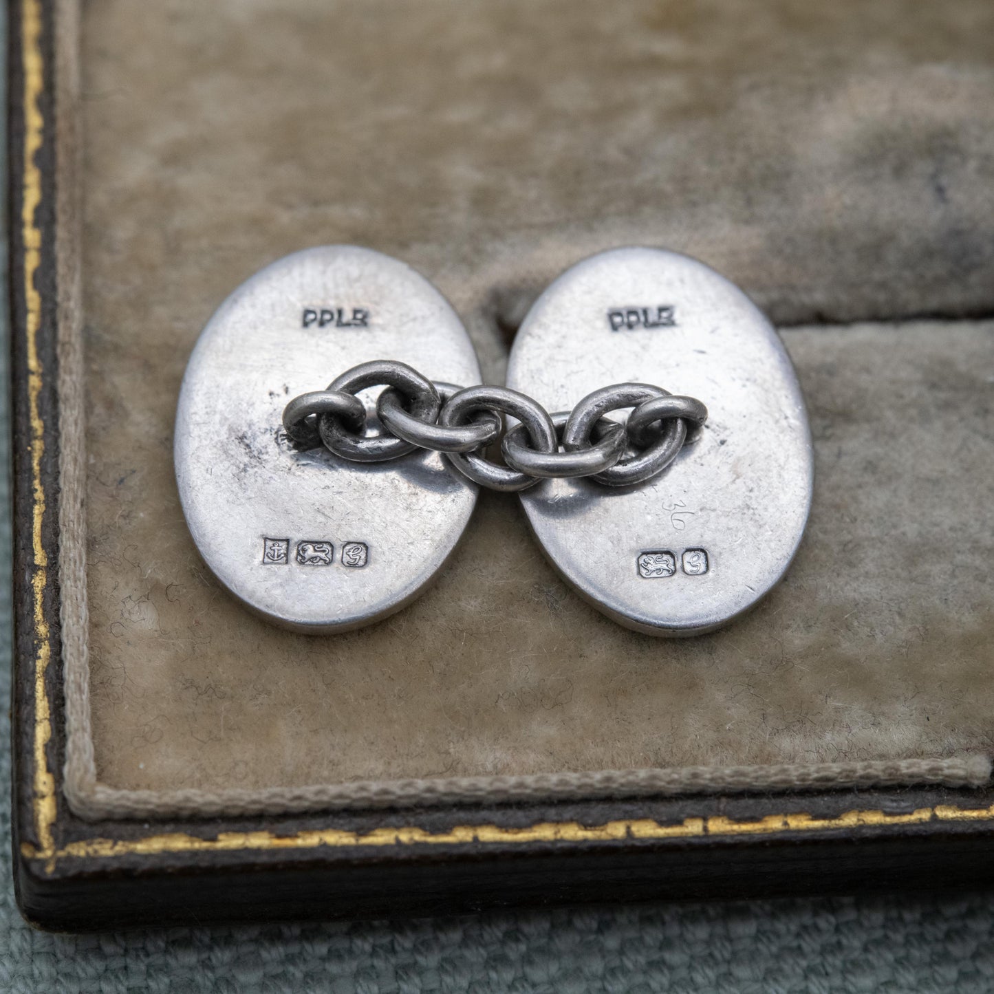 Vintage Pepper Payton and Sons Sterling Silver Chain Link Cufflinks 1981 - Hand Engraved Textured Minimalist Pattern Design | Gift for Him