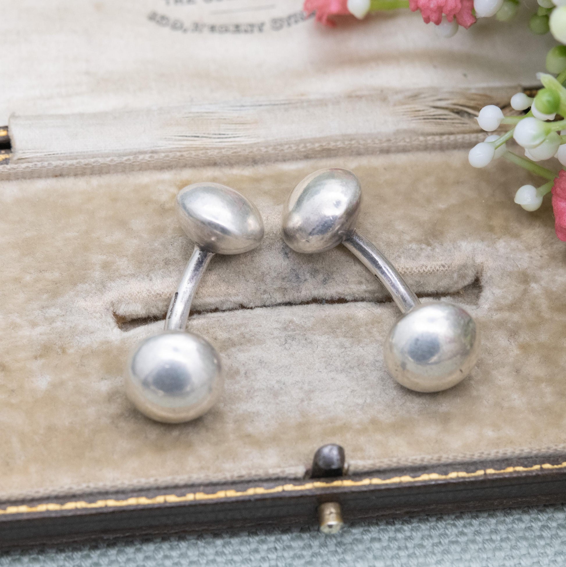 Vintage Links of London Sterling Silver Ball Cufflinks 2001 - Barbell Style | Ball and Bar Design | Designer Gift for Him