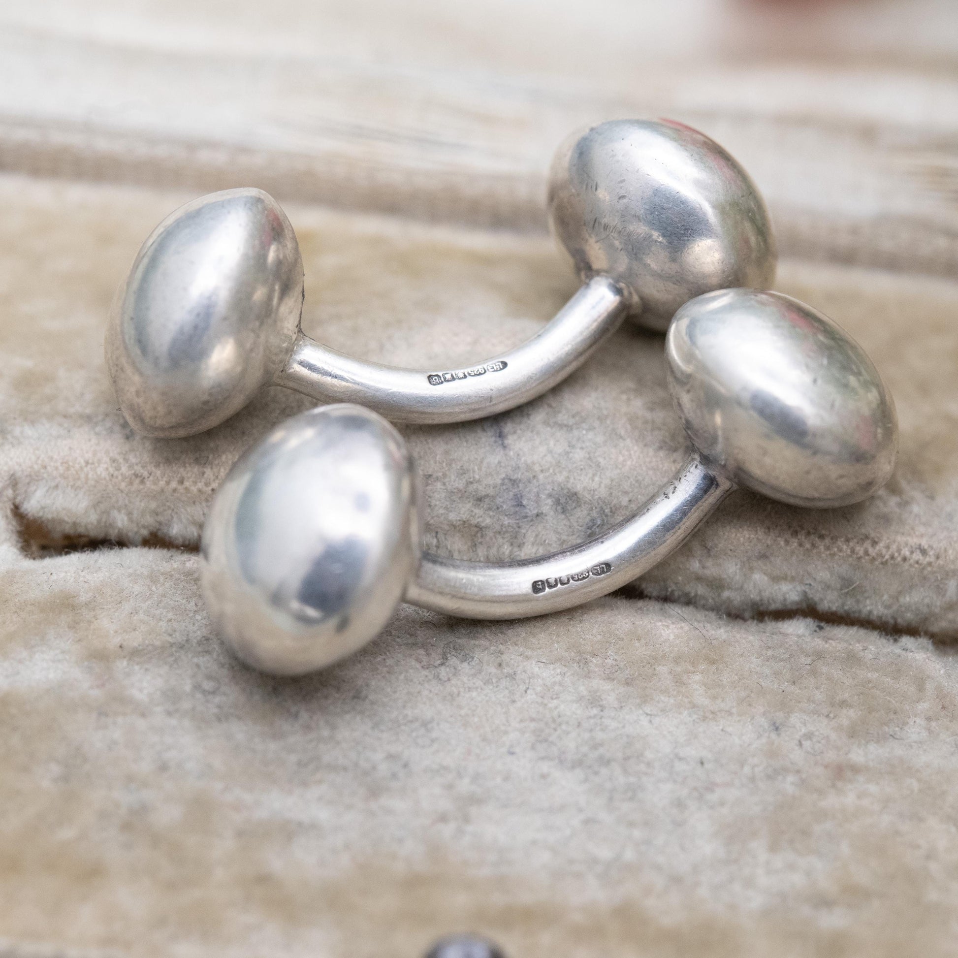 Vintage Links of London Sterling Silver Ball Cufflinks 2001 - Barbell Style | Ball and Bar Design | Designer Gift for Him
