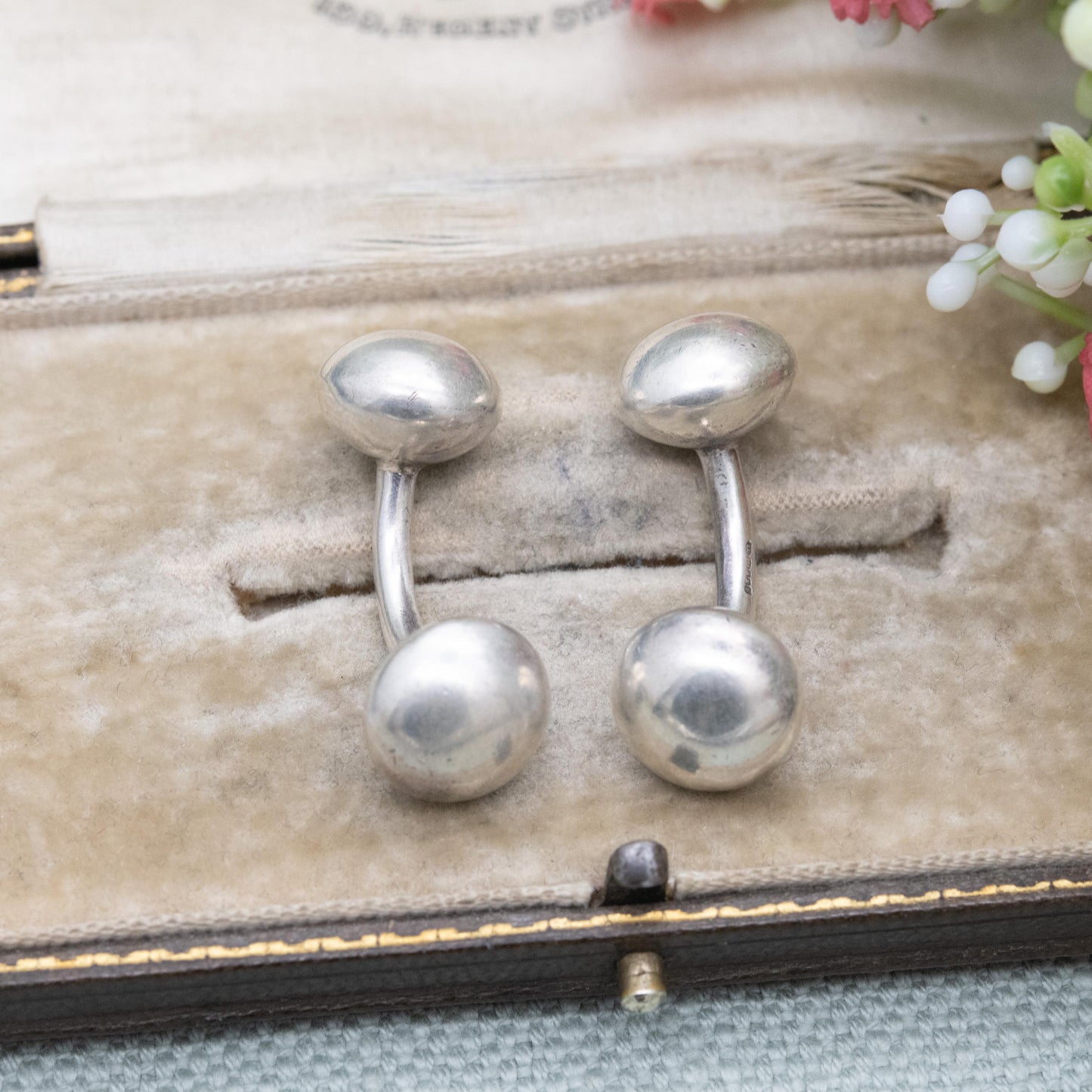 Vintage Links of London Sterling Silver Ball Cufflinks 2001 - Barbell Style | Ball and Bar Design | Designer Gift for Him