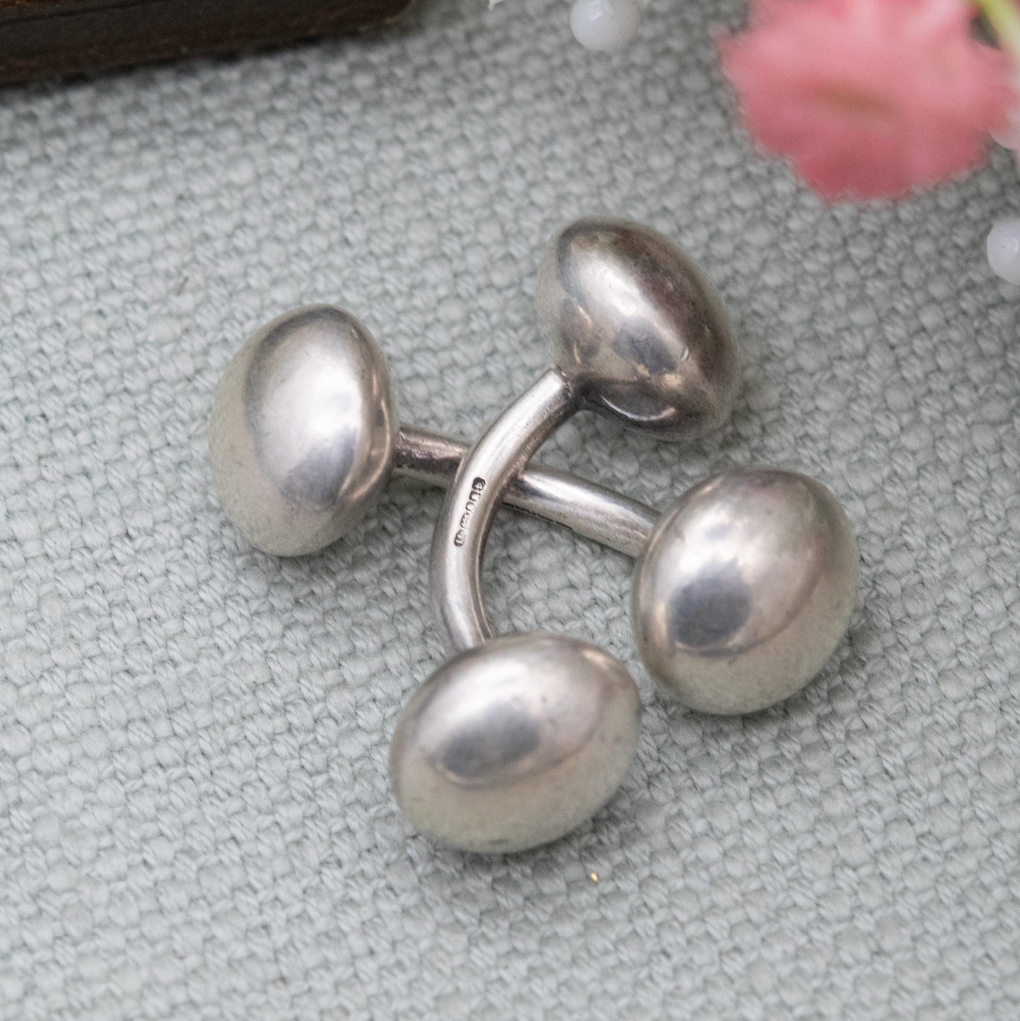 Vintage Links of London Sterling Silver Ball Cufflinks 2001 - Barbell Style | Ball and Bar Design | Designer Gift for Him