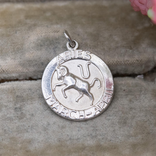 Vintage Sterling Silver Aries Charm Pendant - Ram Zodiac | Star Sign | March April Birthday Gift