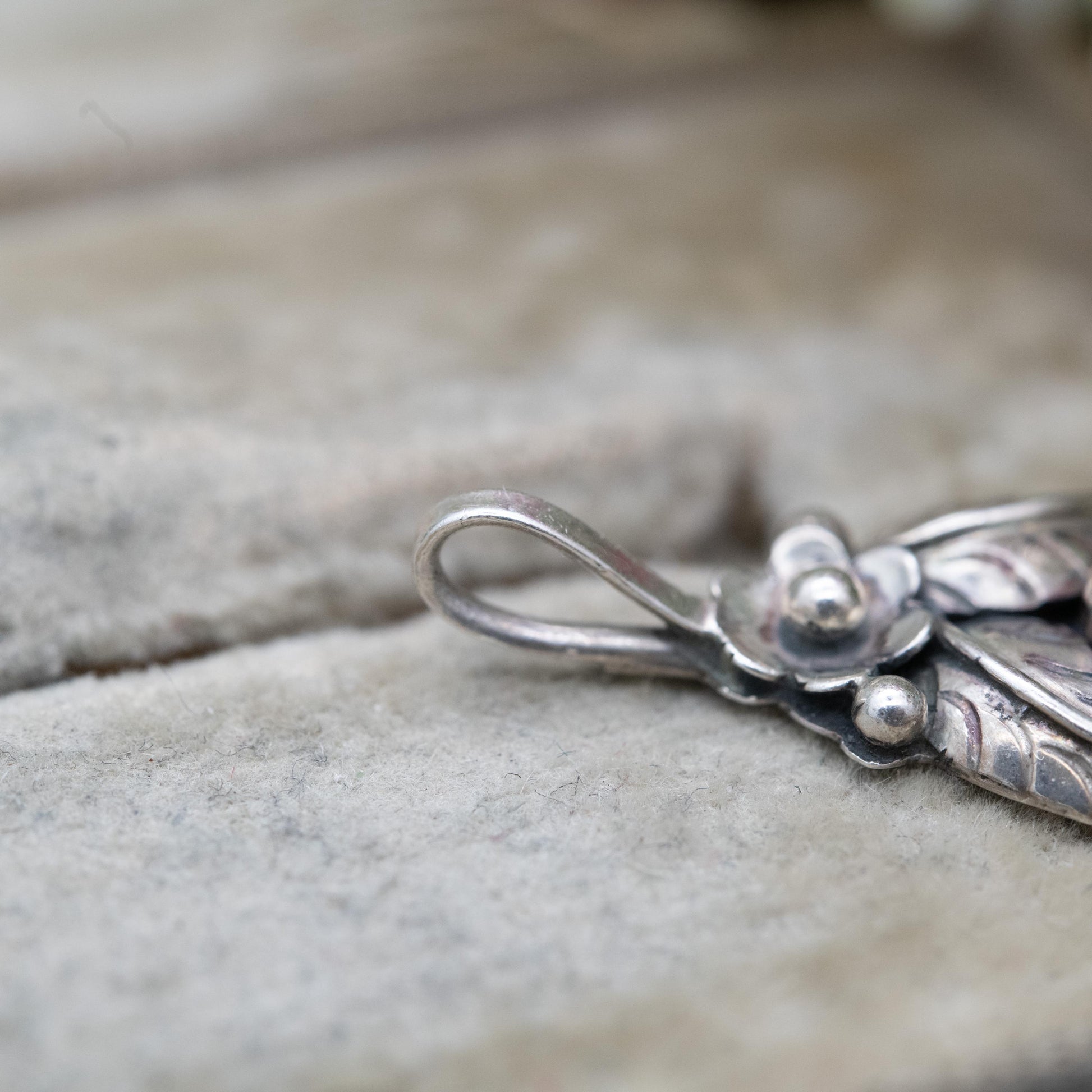 Vintage Navajo Sterling Silver Turquoise Pendant - Cabochon Blue Stone and Flower Design | Gift for Her