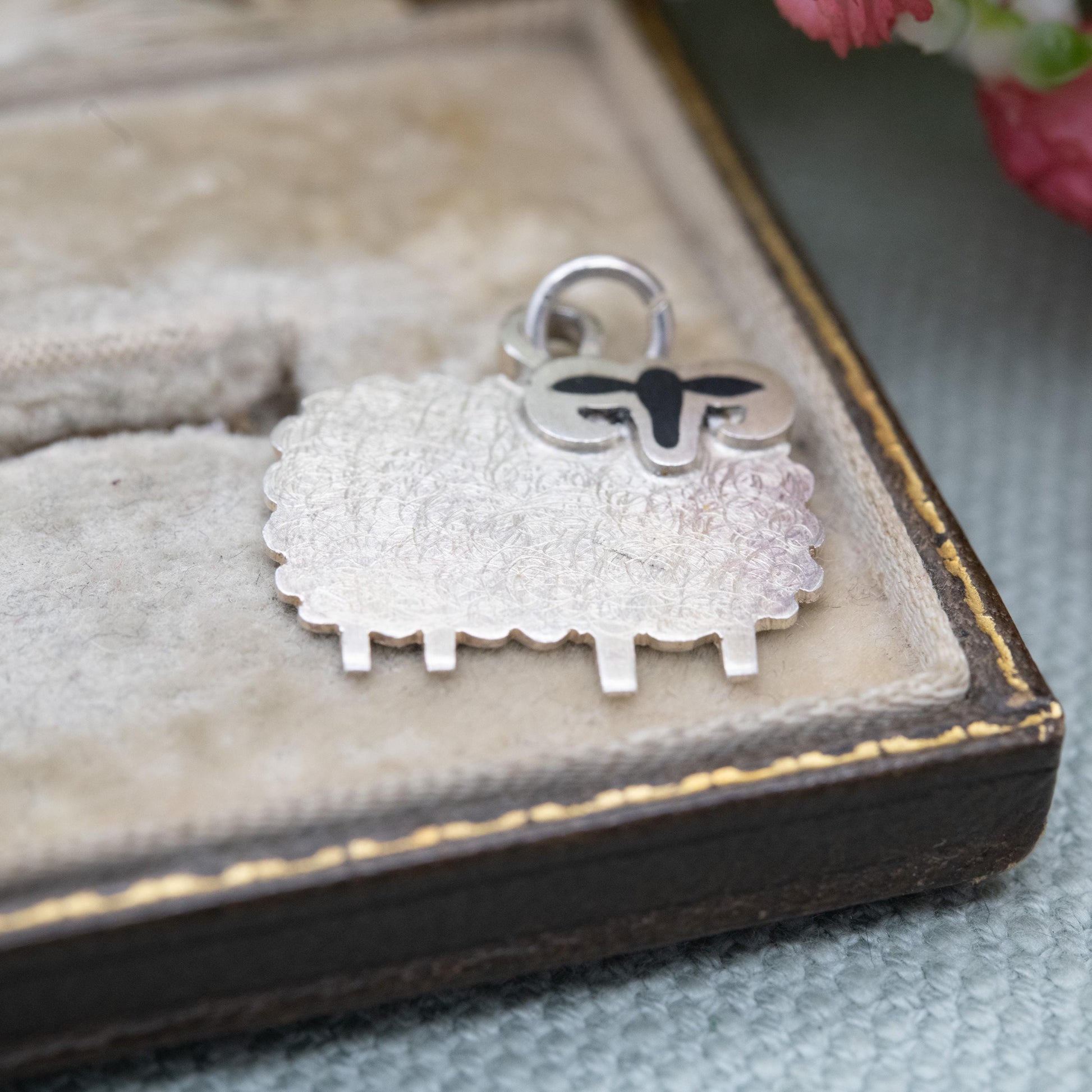 Vintage Sterling Silver Enamel Sheep Charm Pendant 1998 - Scottish Gift for Bracelet Necklace